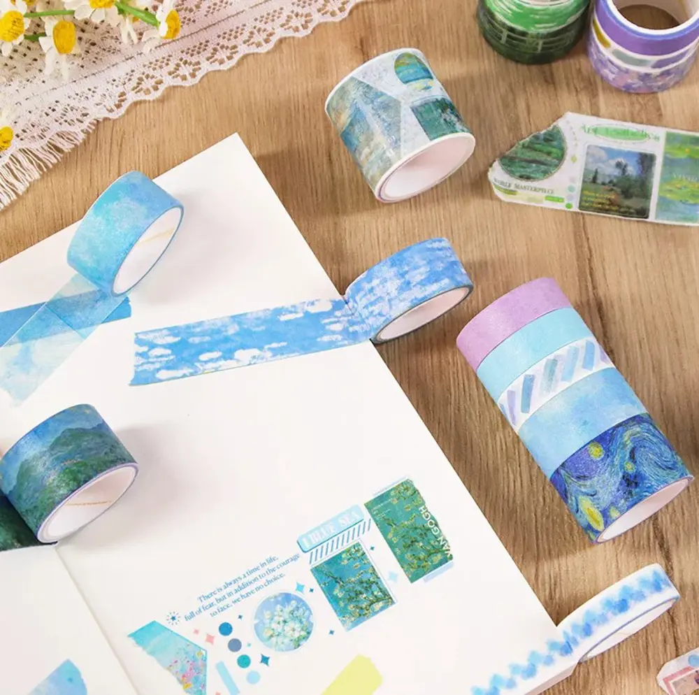 Art Vintage Washi Tape Bant Yapışkanlı Maskeleme Kağıdı Desenli B