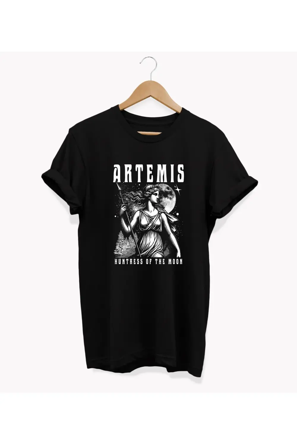 , Artemis Baskılı, %100 Pamuk, Bisiklet Yaka, Oversize T-shirt, B