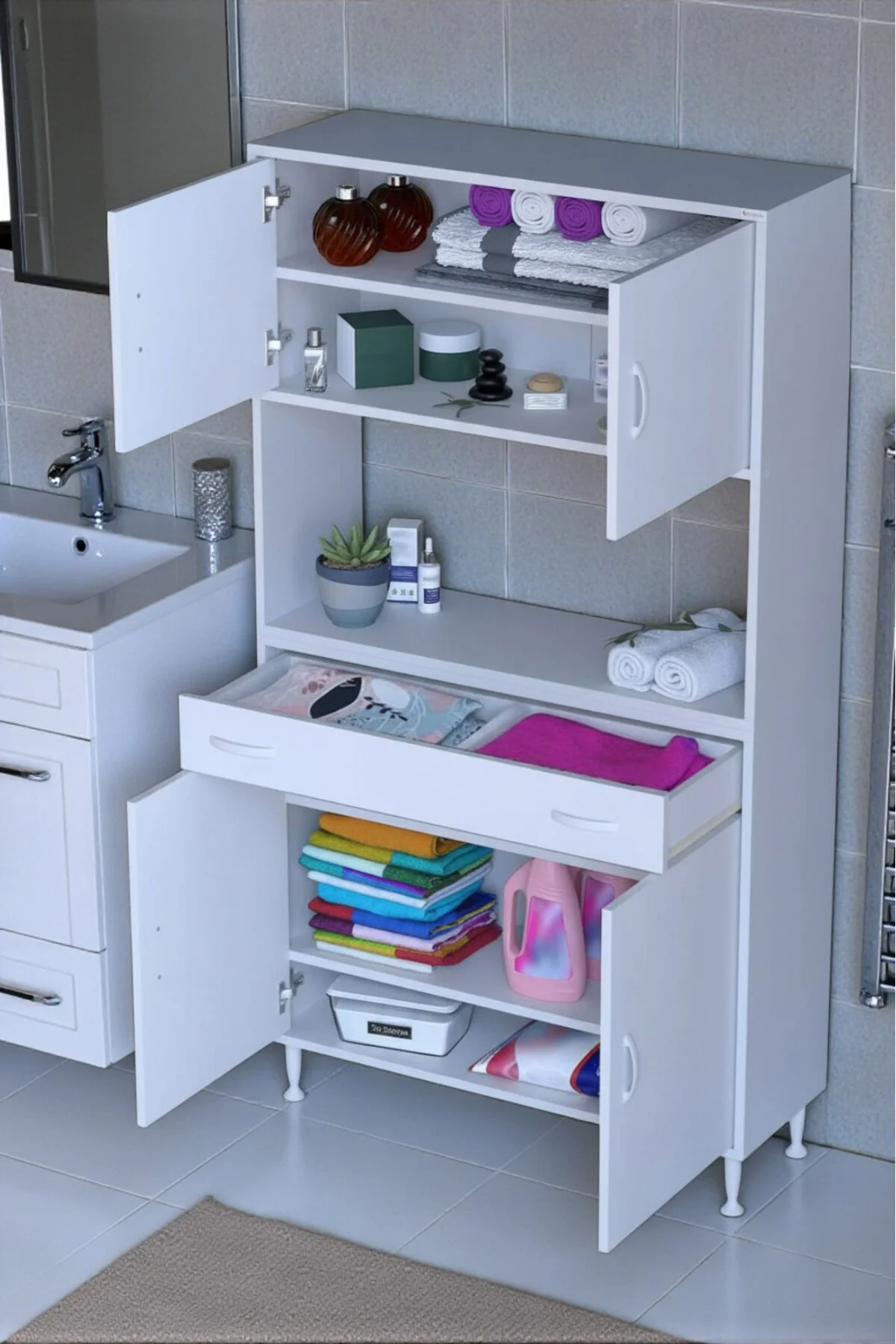 Artex 100 cm Yüksek Organizasyonlu Boy Dolabı 100x173x32,5 cm Bey