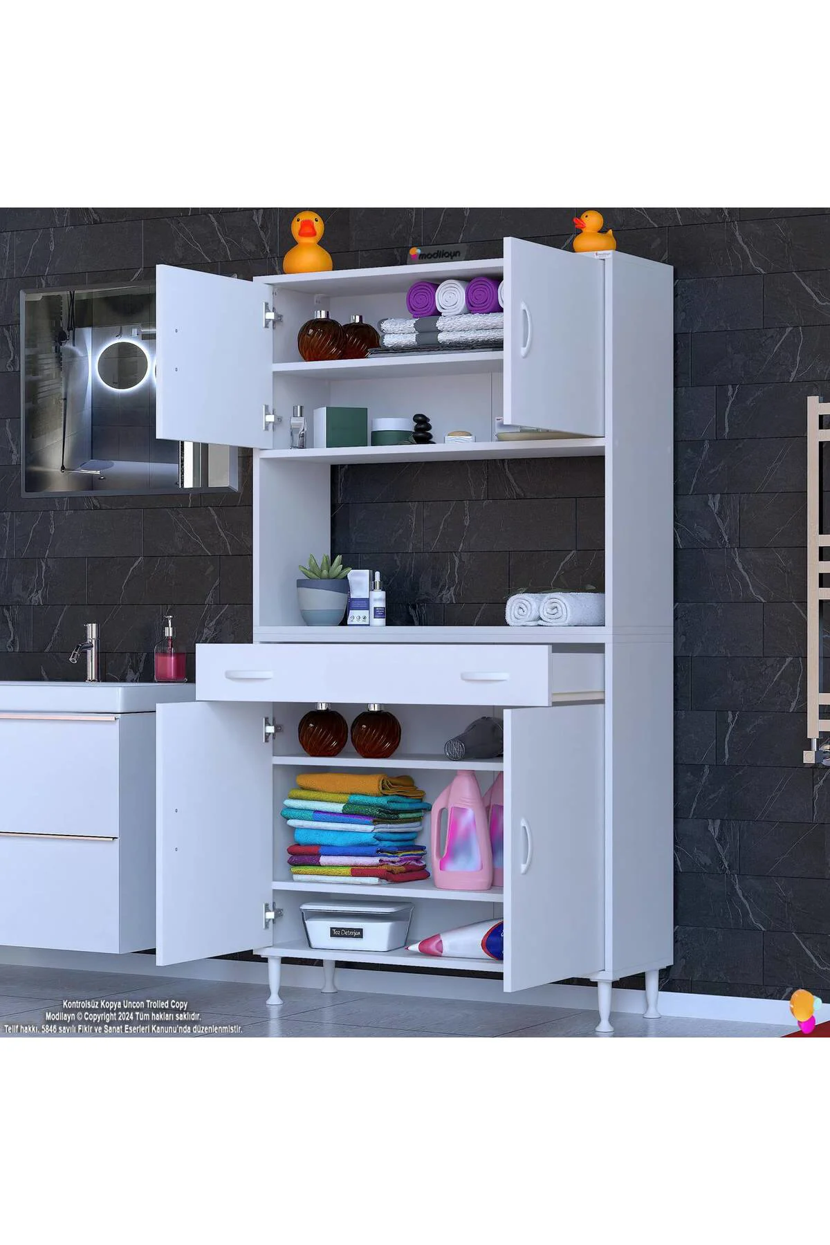 Artex 100 cm Yüksek Organizasyonlu Boy Dolabı 100x173x32,5 cm Bey