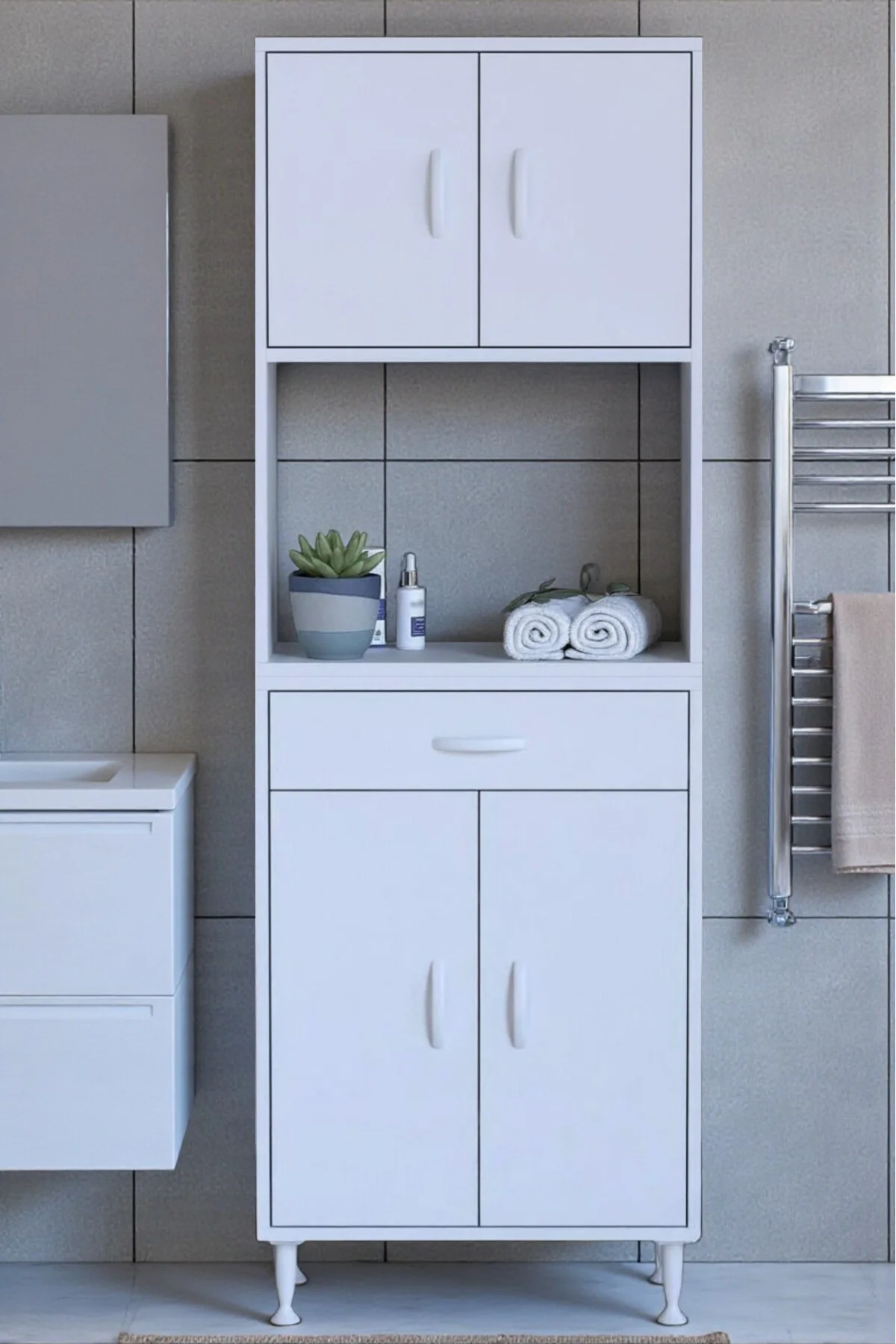 Artex 65 cm Yüksek Organizasyonlu Boy Dolabı 65x173x32,5 cm Beyaz