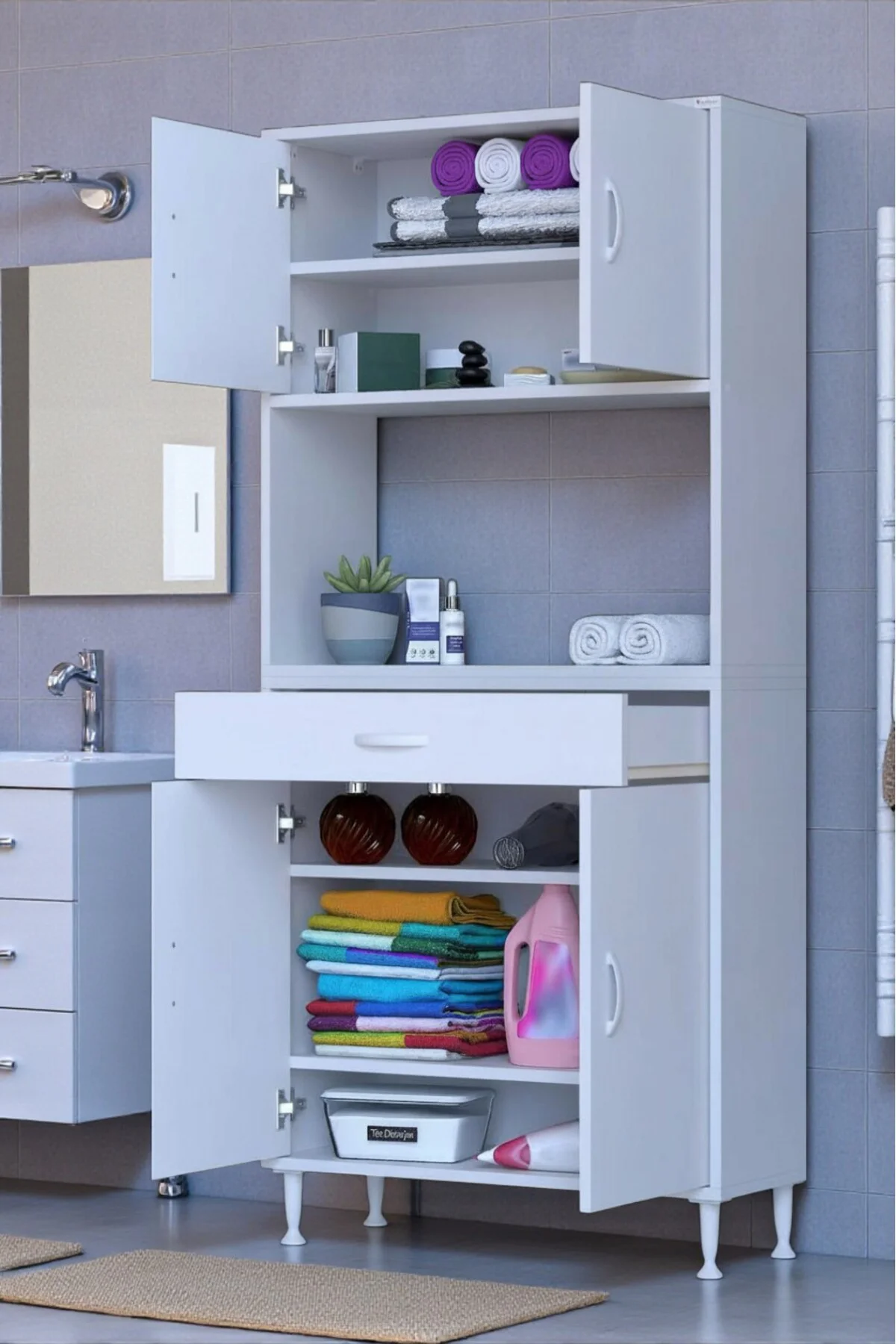 Artex 70 cm Yüksek Organizasyonlu Boy Dolabı 70x173x32,5 cm Beyaz