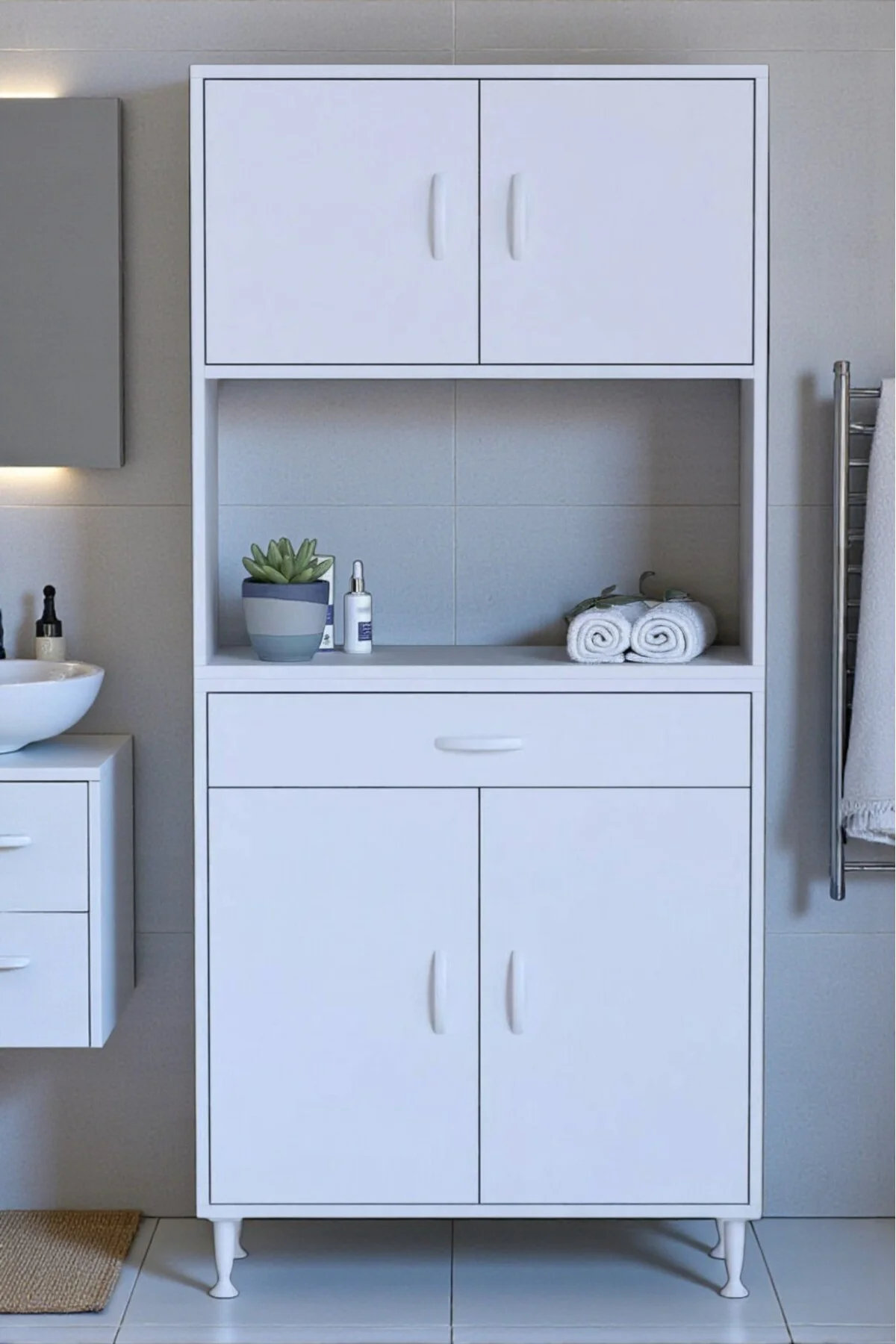 Artex 80 cm Yüksek Organizasyonlu Boy Dolabı 80x173x32,5 cm Beyaz