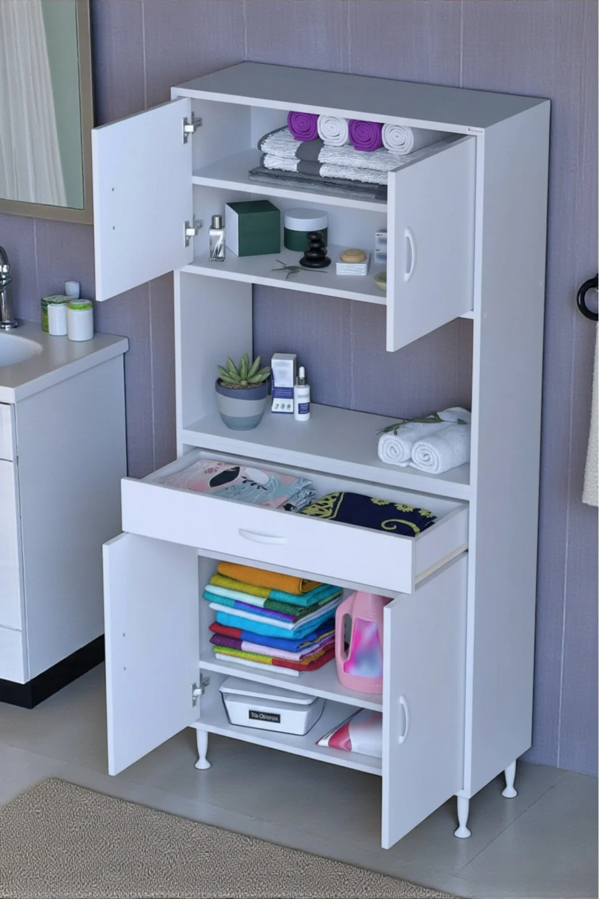 Artex 85 cm Yüksek Organizasyonlu Boy Dolabı 85x173x32,5 cm Beyaz