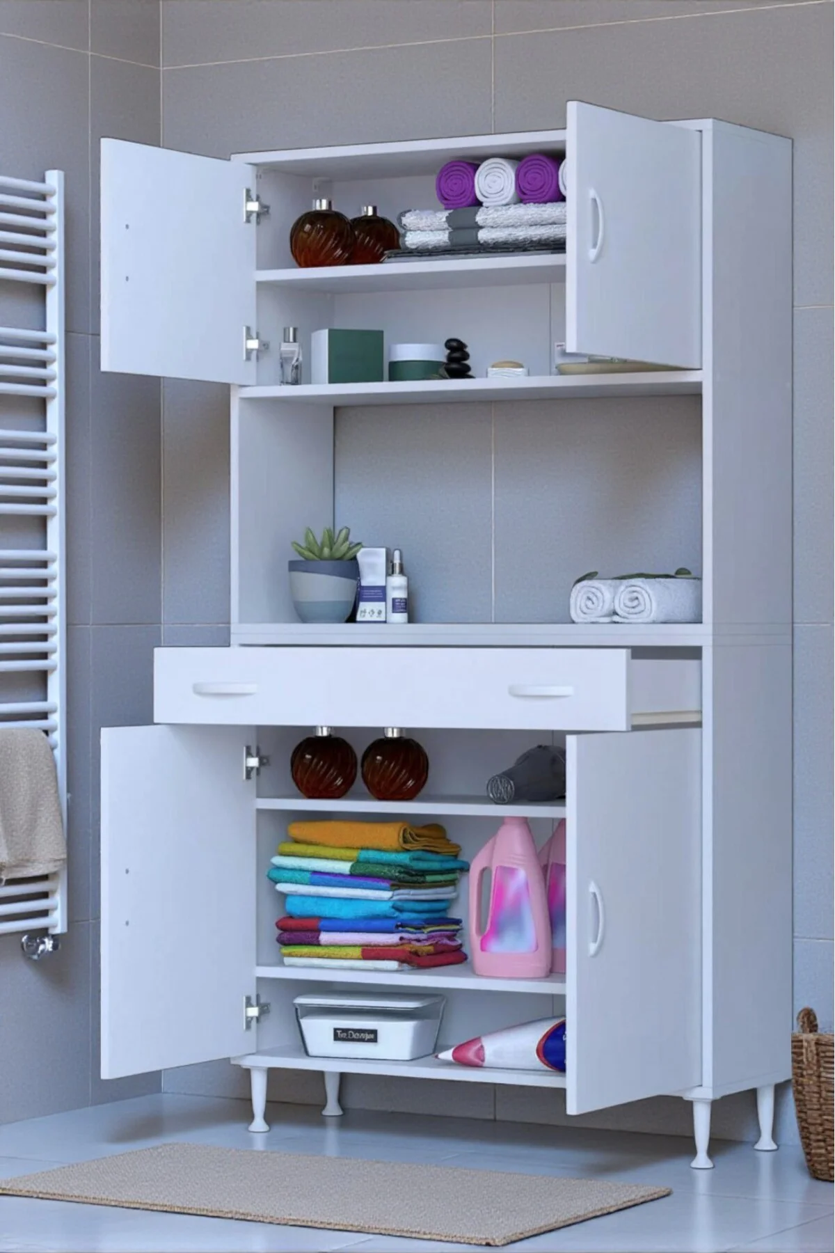Artex 90 cm Yüksek Organizasyonlu Boy Dolabı 90x173x32,5 cm Beyaz