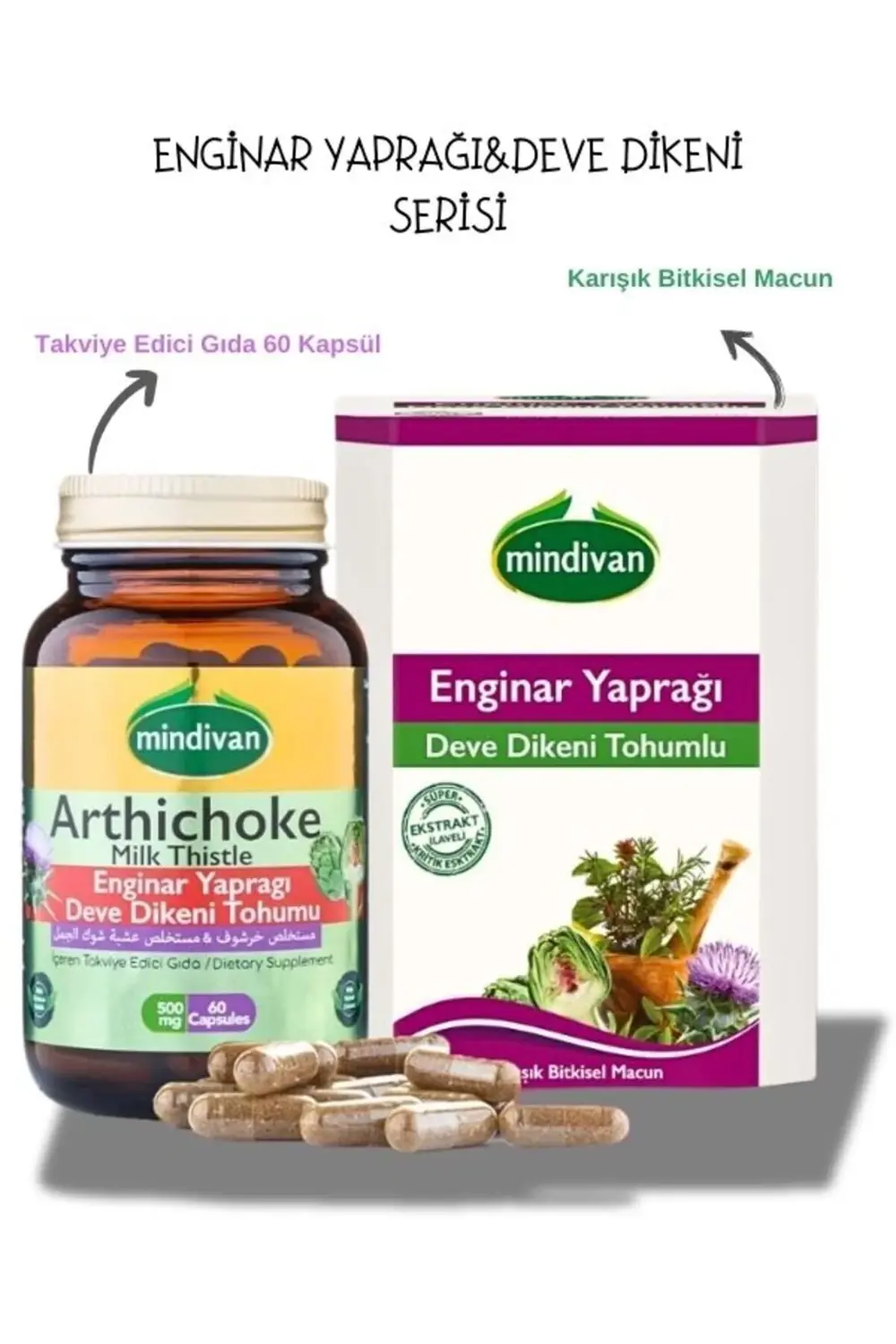 Mindivan Artichoke Enginar Ekstreli & Devedikeni Kapsül + Enginar Macunu