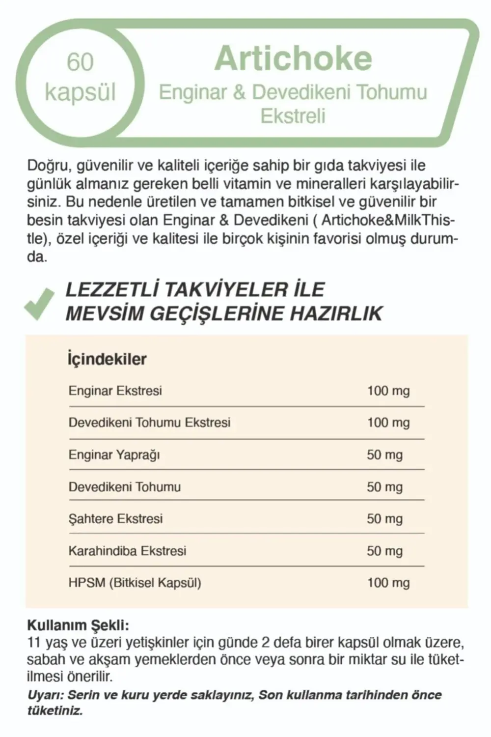 Mindivan Artichoke Enginar Ekstreli & Devedikeni Tohumu Ekstreli