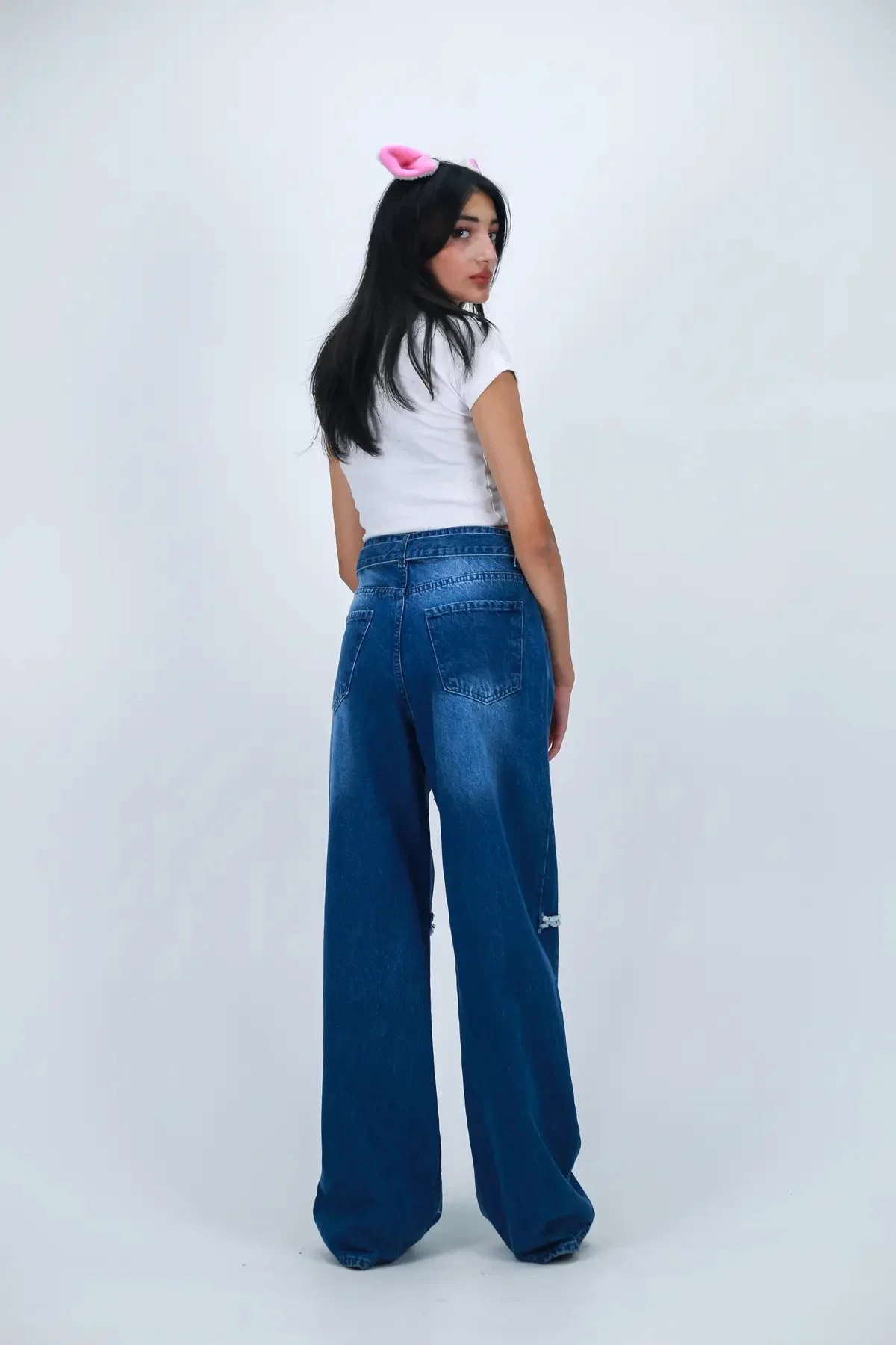 Artistic Vibes Nakışlı Mavi Baggy Jean Artistic Vibes Nakışlı Mavi Baggy Jean