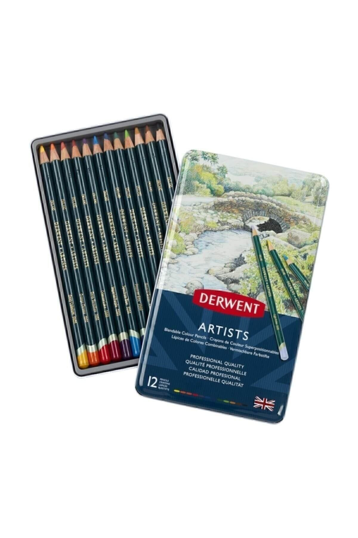 Derwent Artists Pencils Kuruboya Kalemi 12`Li Teneke Kutu