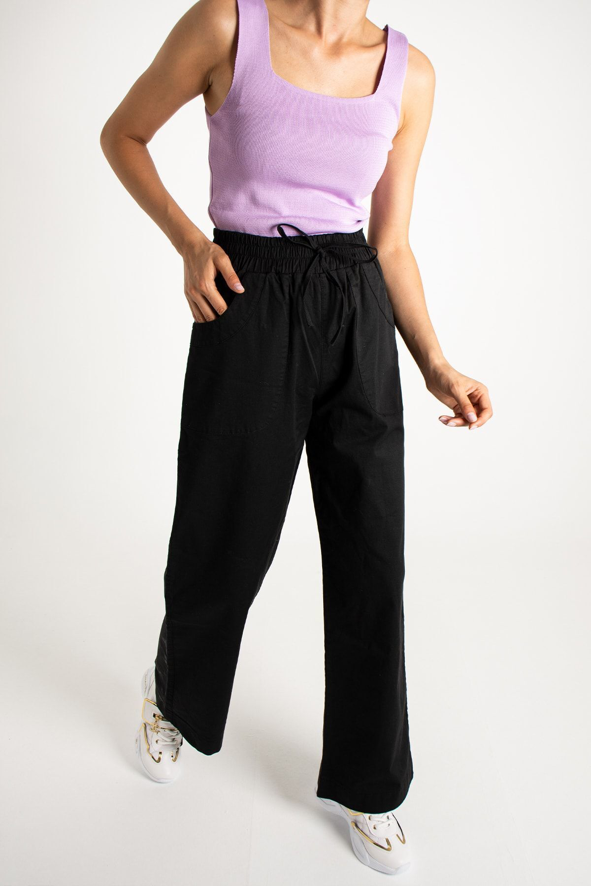 Arvila Kadın Kolsuz Düz Bluz Kalın Askılı Atlet Ince Yazlık Kare 