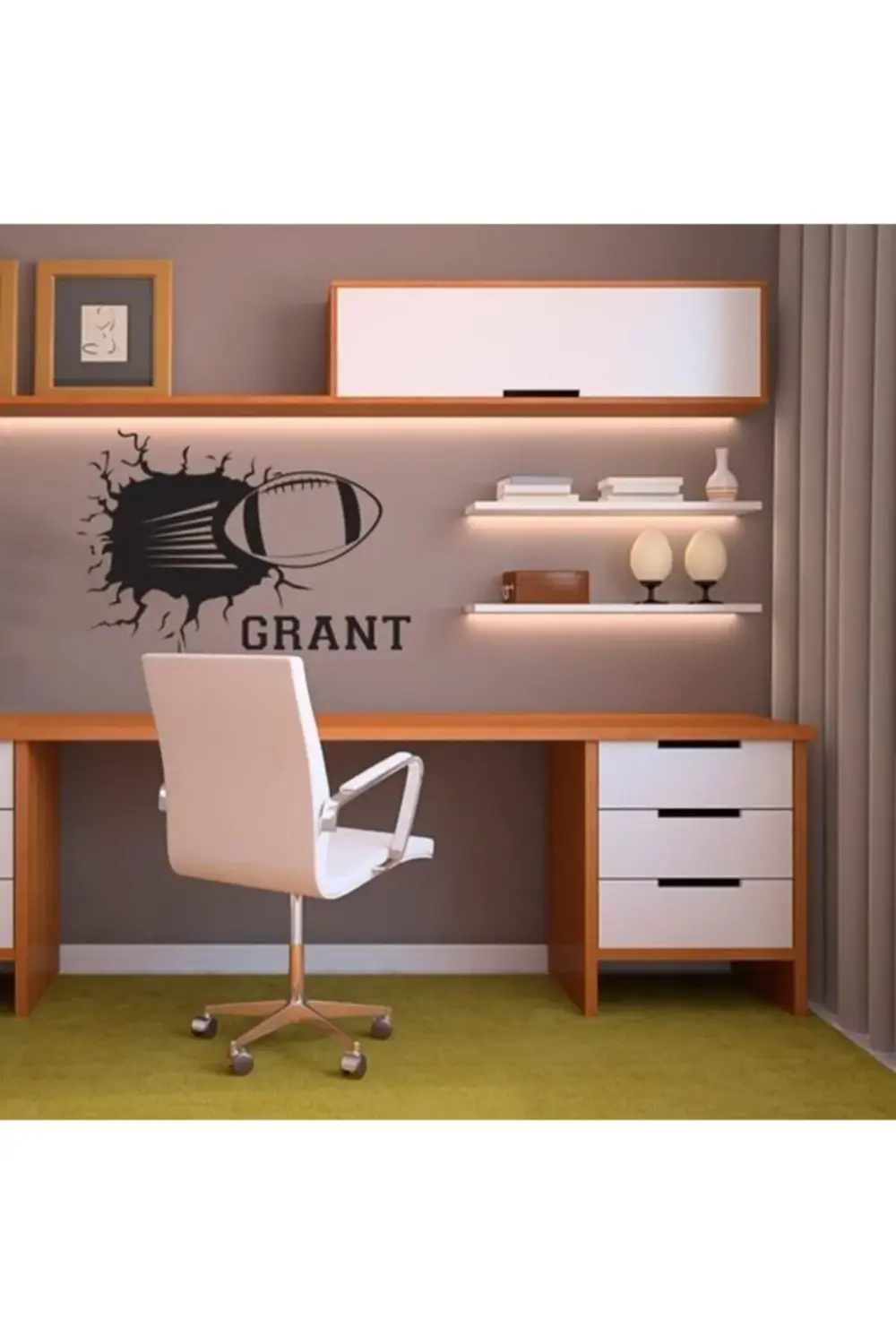 "arwell Çalışma Masası Duvardan Duvara Üst Dolaplı "