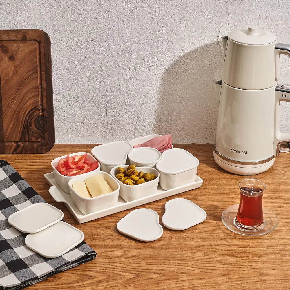 Aryıldız 15 Parça Tepsili Oval Porselen Kahvaltılık Ar249345