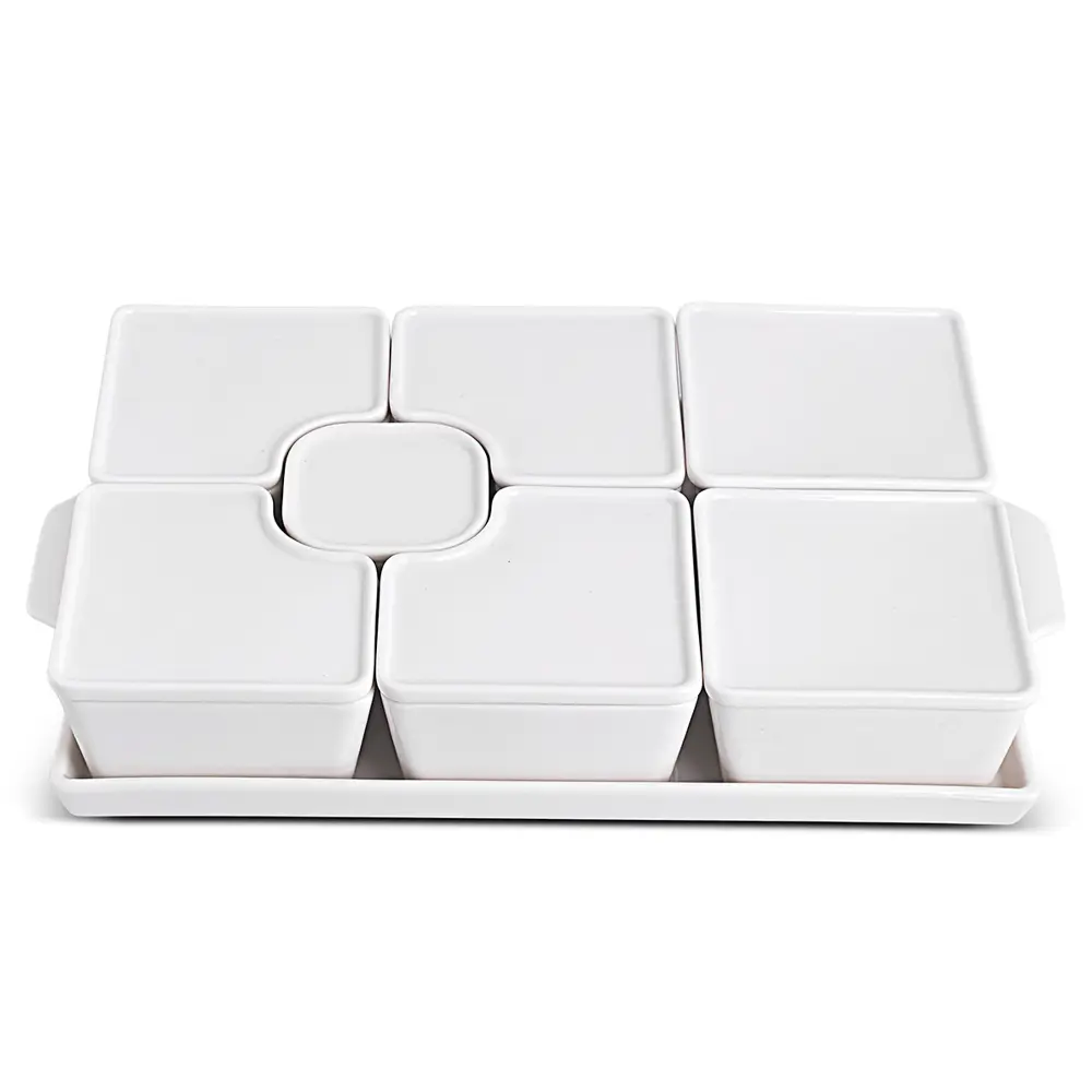 Aryıldız 15 Parça Tepsili Porselen Dikdörtgen Kahvaltılık Ar24937