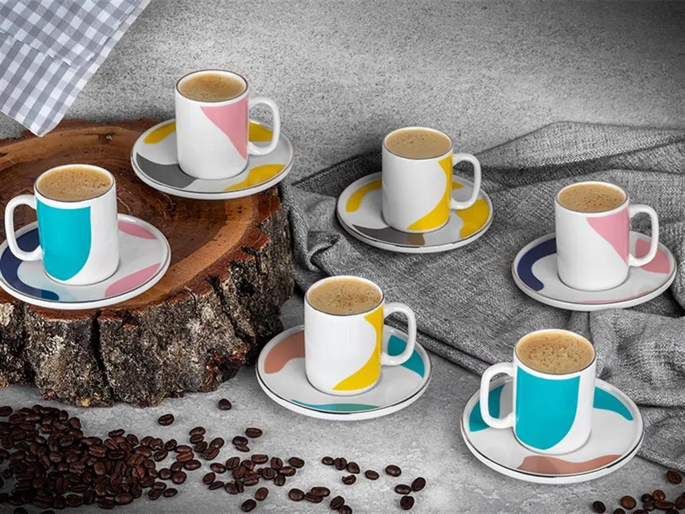 Aryıldız Ar038215 Colorbrush 12 Parça Porselen Fincan Takımı