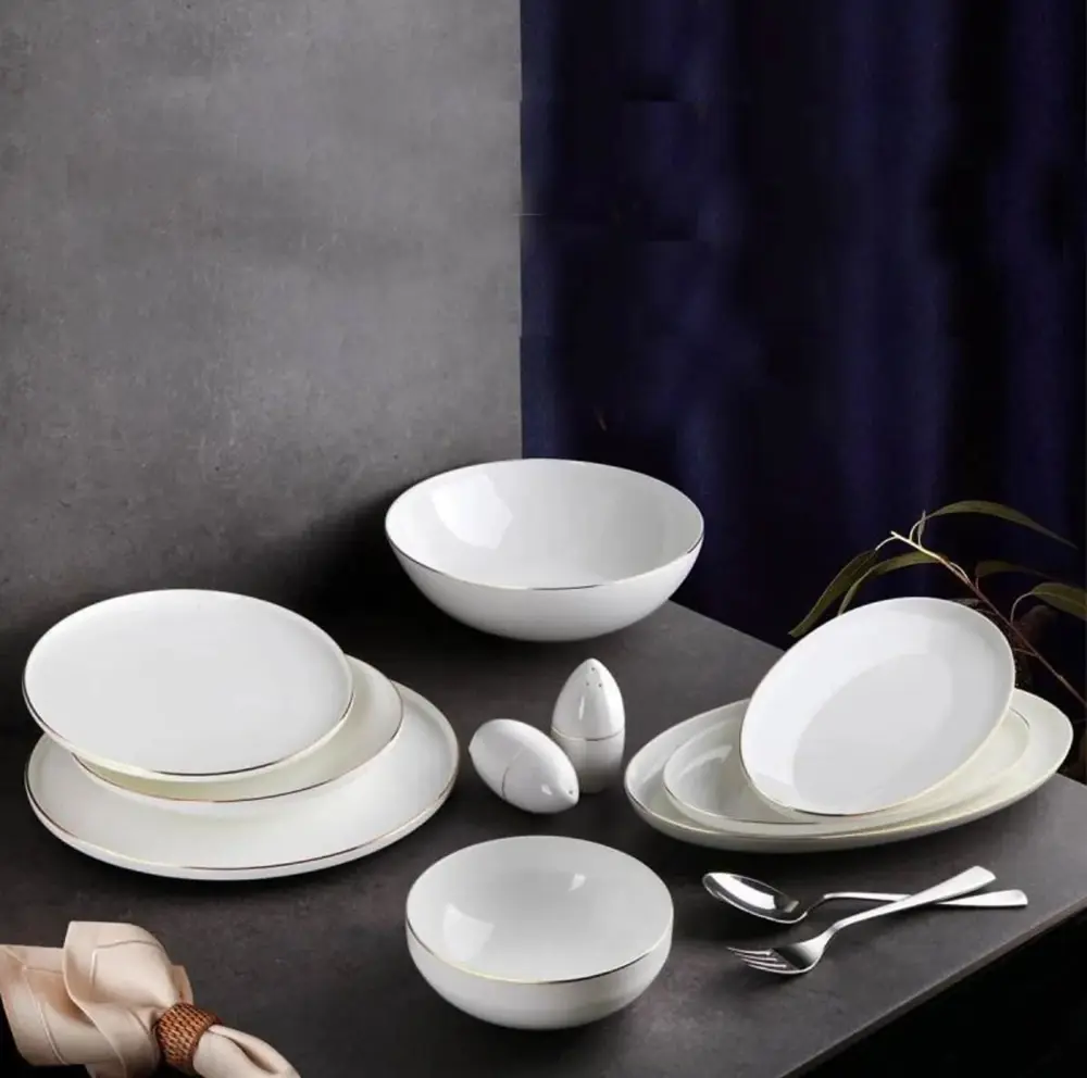 Aryıldız AR34002 Bone Porselen 54 Parça Yemek Takımı Gold