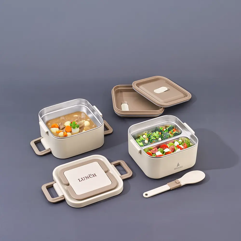Aryıldız Bento Lunch Box Kare Yemek Termosu Beige 1400 Ml Ar26210