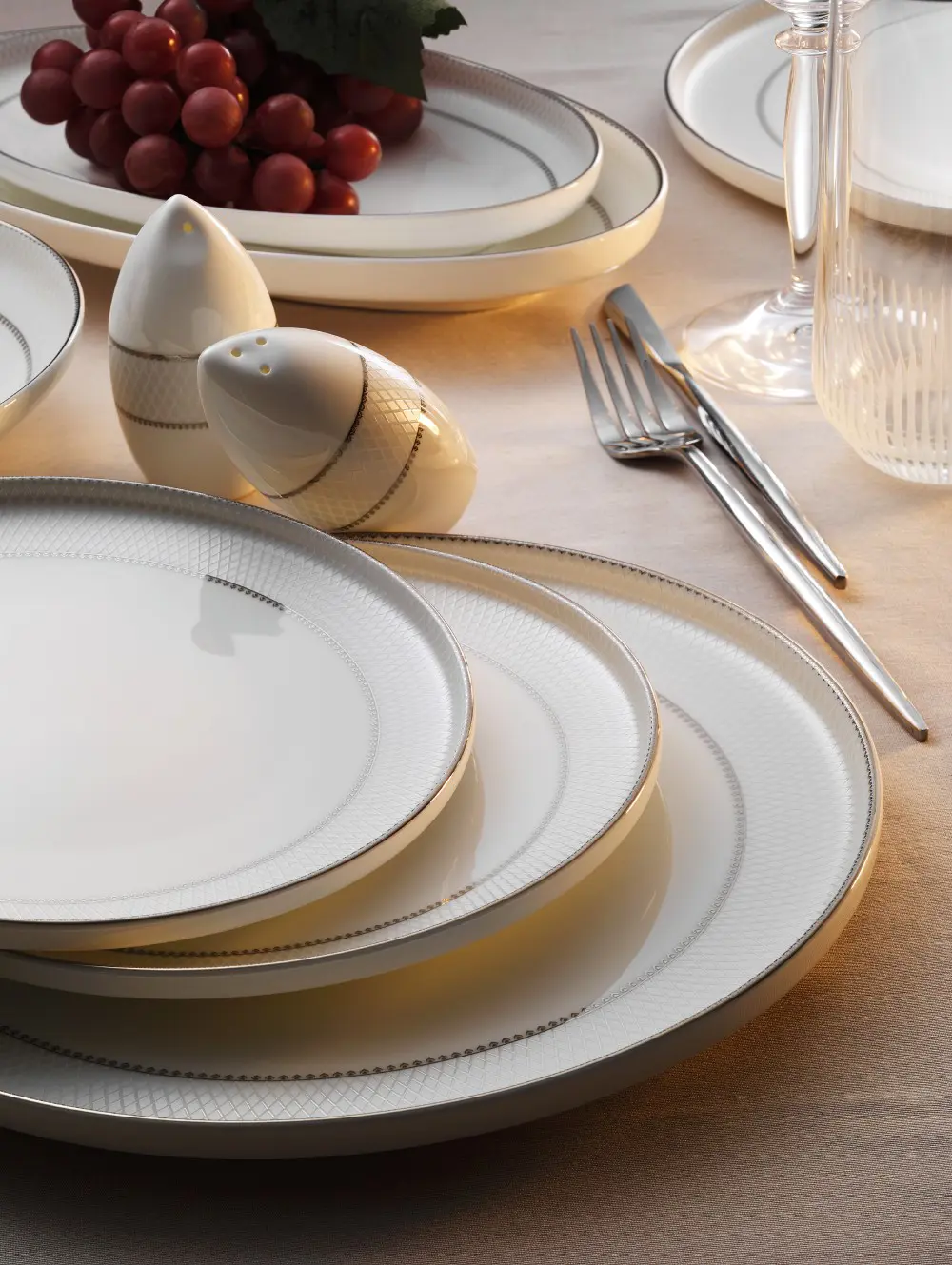 Aryıldız Hn Vanessa 60 Parça Platin Porselen Yemek Takımı Ar25296