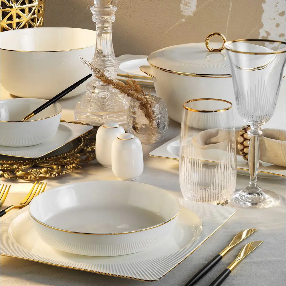 Aryıldız Maria Gold 12 Kişilik 60 Parça Porselen Yemek Takımı Ar2
