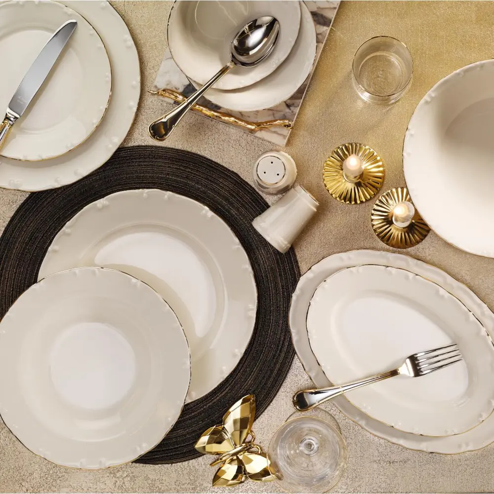 Aryıldız Romance Gold 30 Parça 6 Kişilik Porselen Yemek Takımı Ar