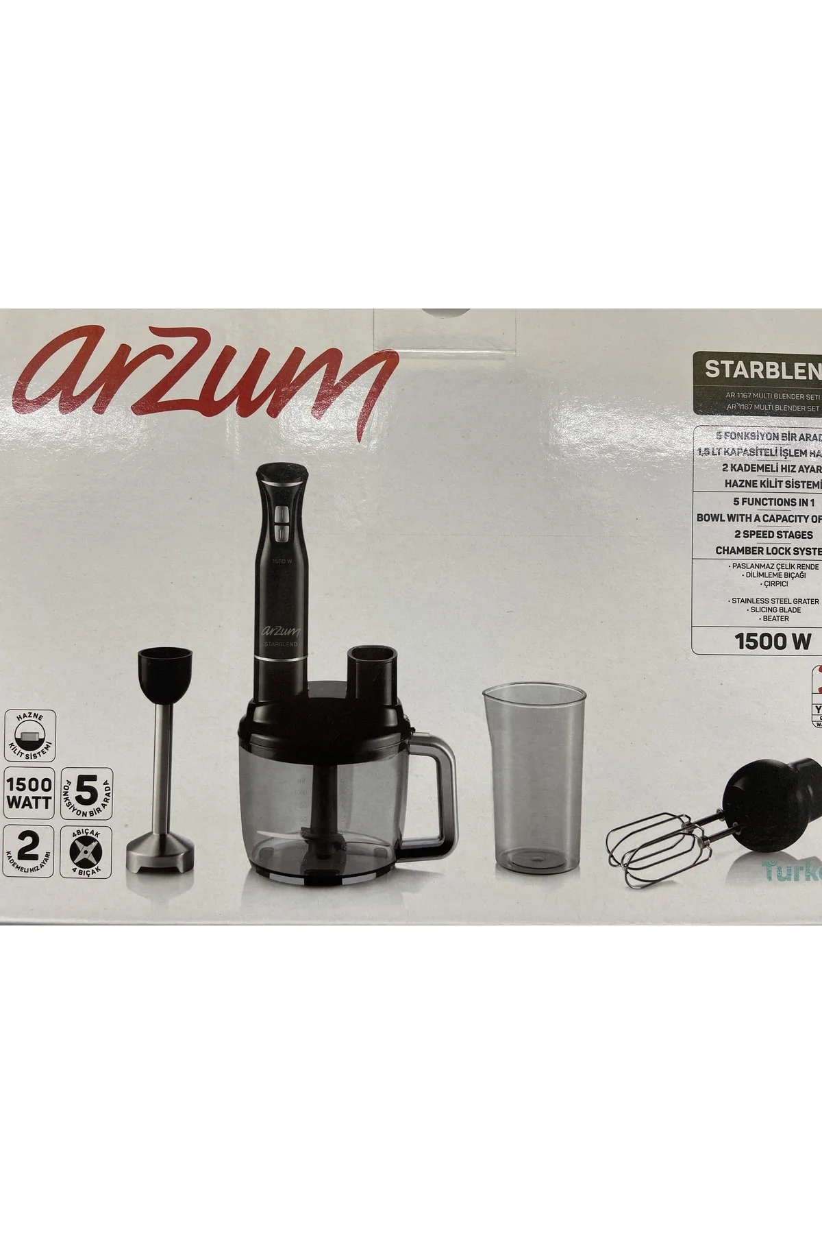 Arzum AR1167 Starblend 1500 W Güçlü Multi Blender Set 800 ml Kapa