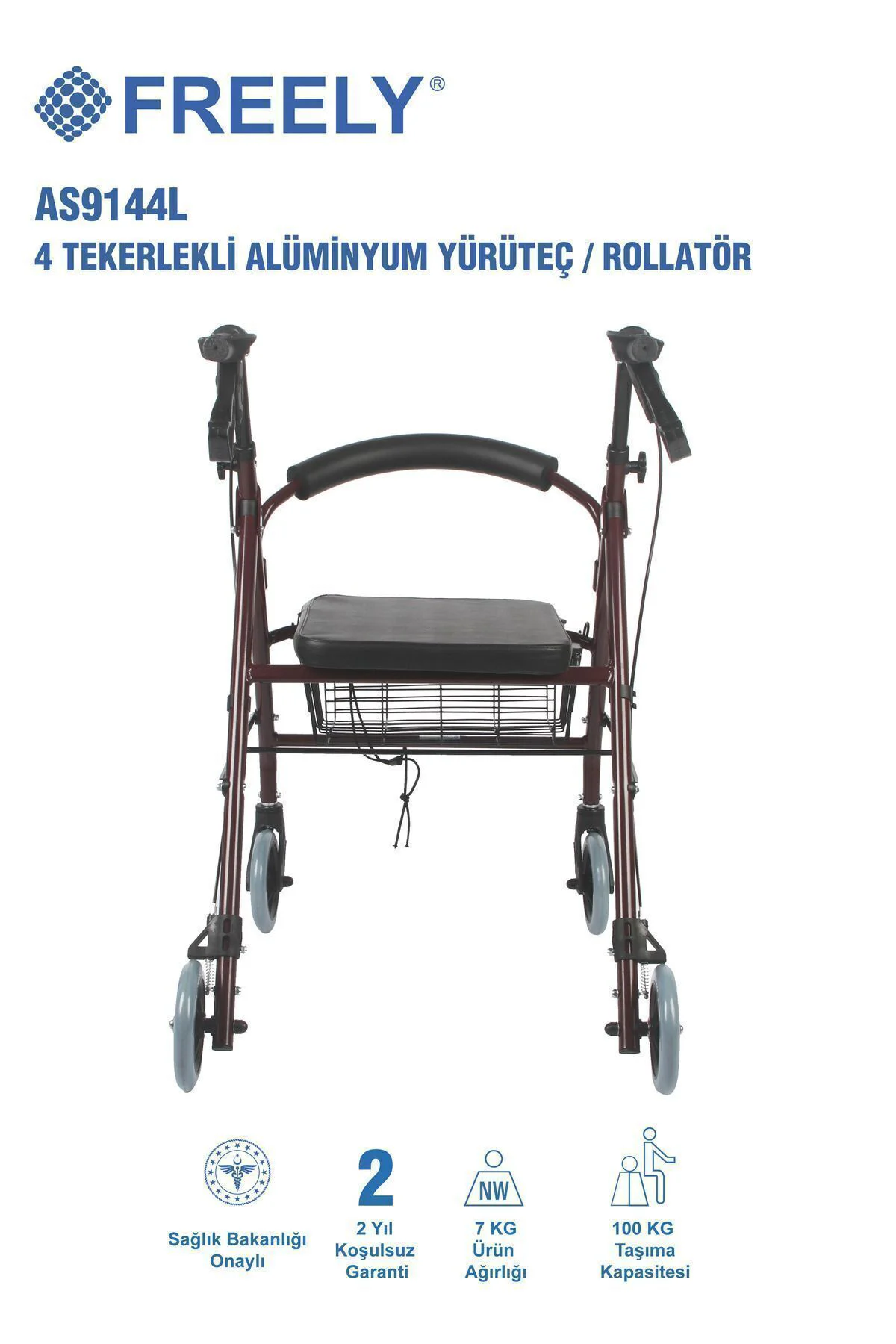 AS9144L 4 TEKERLEKLİ ALÜMİNYUM YÜRÜTEÇ / ROLLATÖR