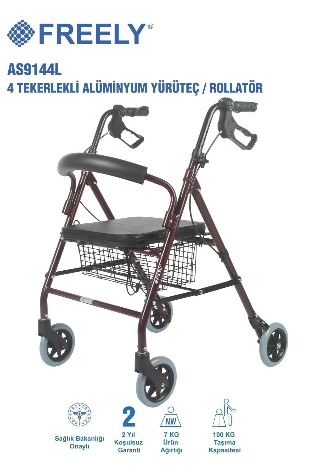 AS9144L 4 TEKERLEKLİ ALÜMİNYUM YÜRÜTEÇ / ROLLATÖR