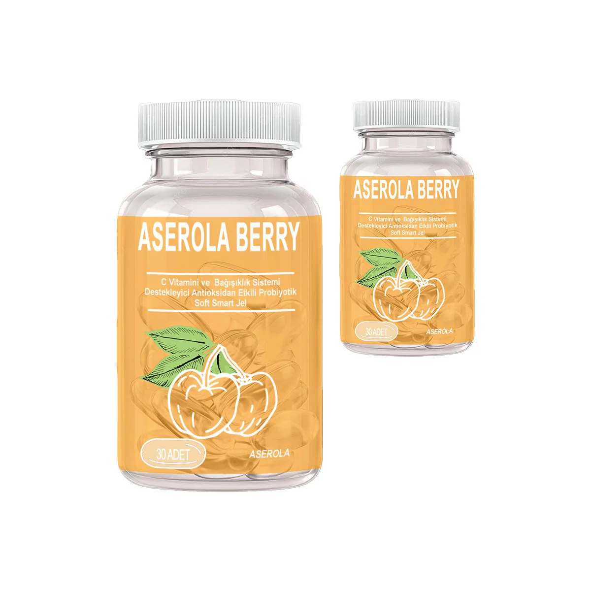 Aserola Berry 2 Kutu - C Vitamini, Antioksidan ve Probiyotik Destekli 30 Soft Jel Kapsül