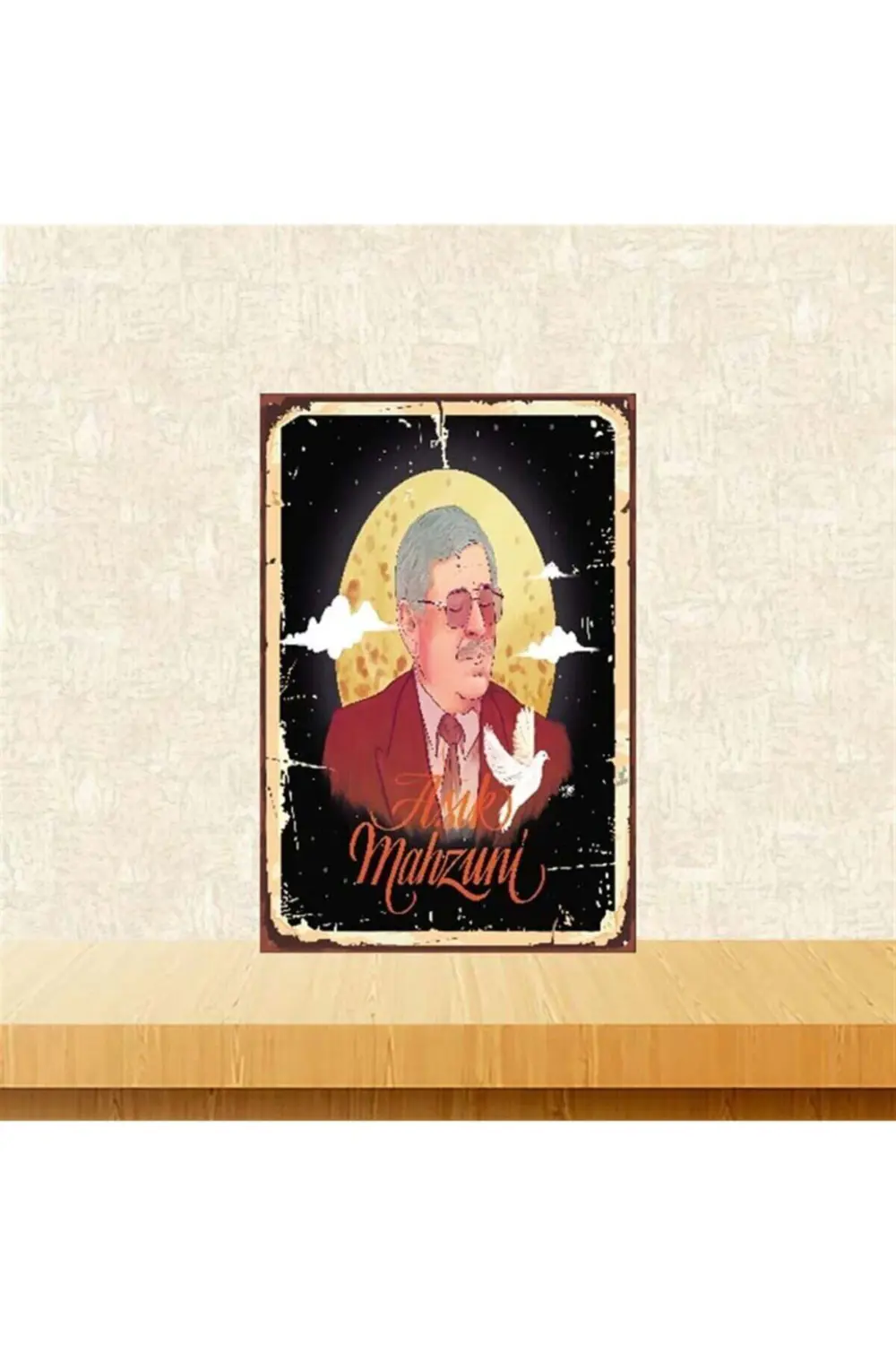 Aşık Mahzuni Şerif 20-30 Cm Retro Ahşap Poster