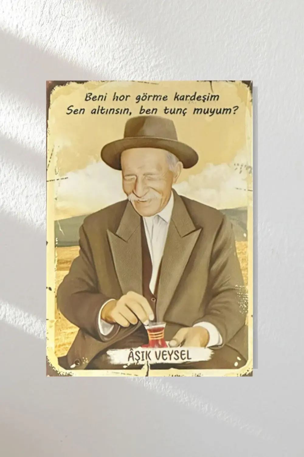 "aşık Veysel" Ahşap Poster Üçlü Set 20*15 Cm