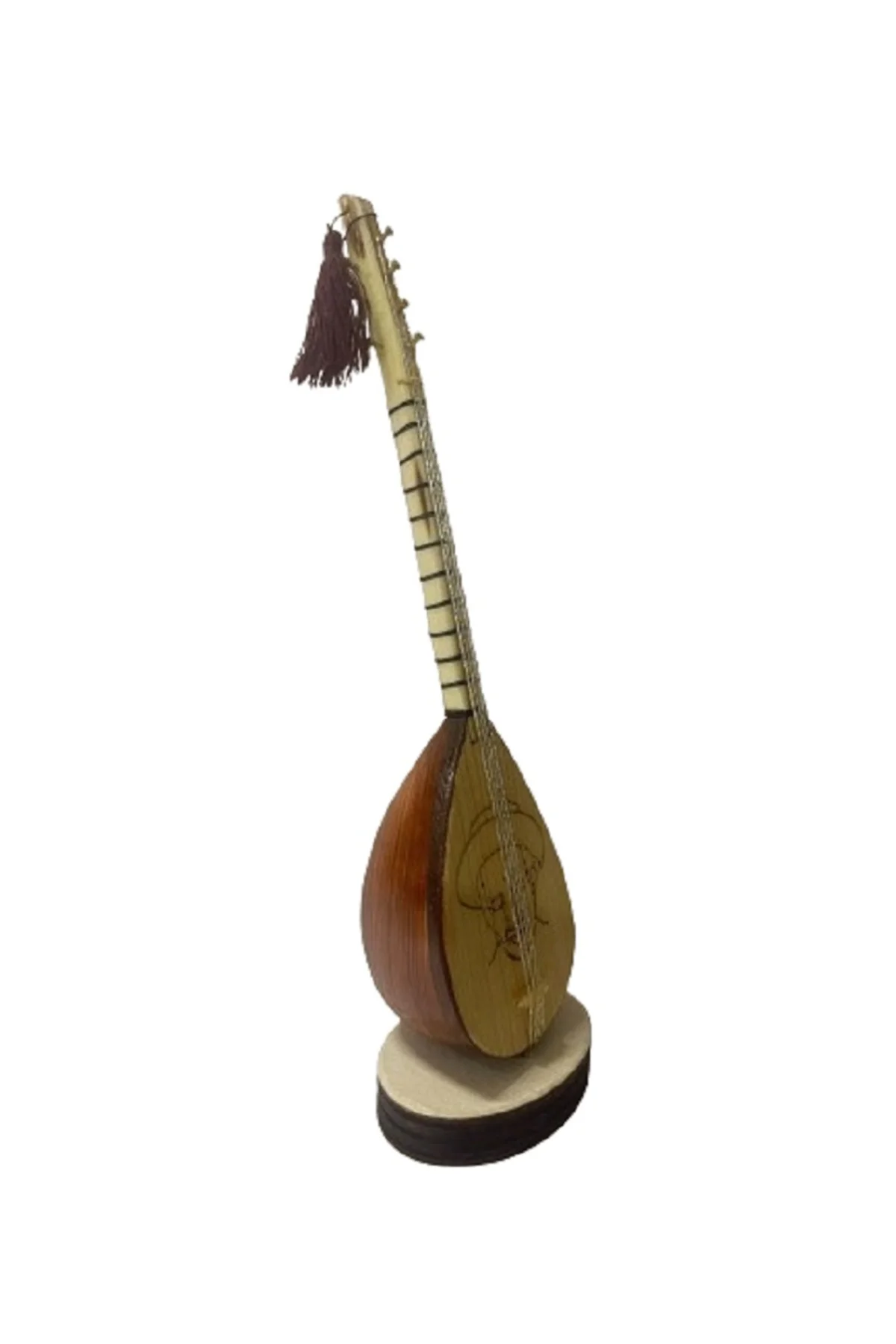 Aşık Veysel Görselli Minyatür Bağlama Saz Masa Üstü Enstrüman