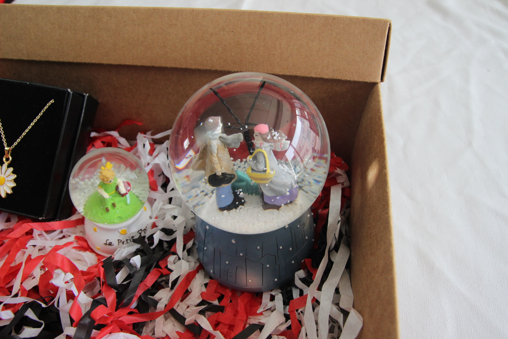 Home Aşıklar Temalı Kar Küresi Papatya Kolye Ve Küçük Prens Küresi Hediye Seti