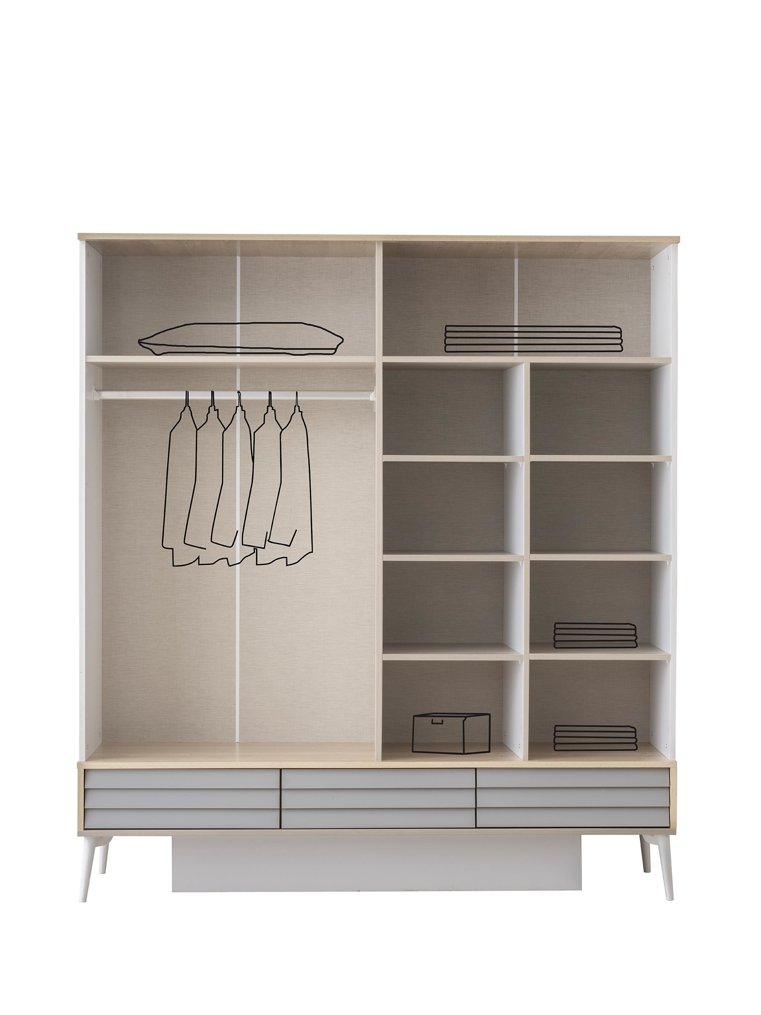Erezogullari Mobilya Asil 4 Kapakli Aynali Elbise Dolabi Gardrop 180X51x200cm