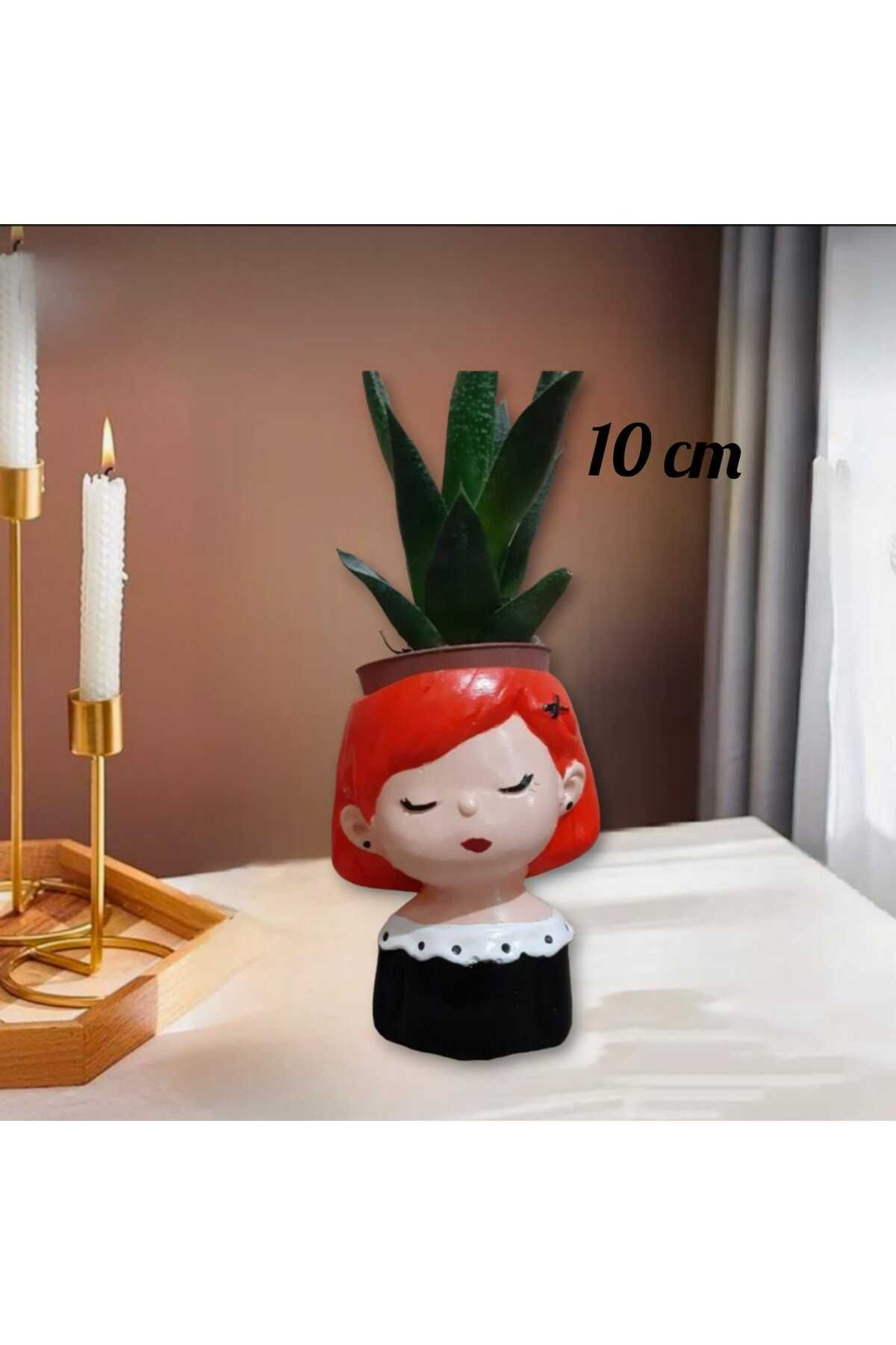 Asil Kız Bebek Beton Saksı & Mumluk Dekoratif