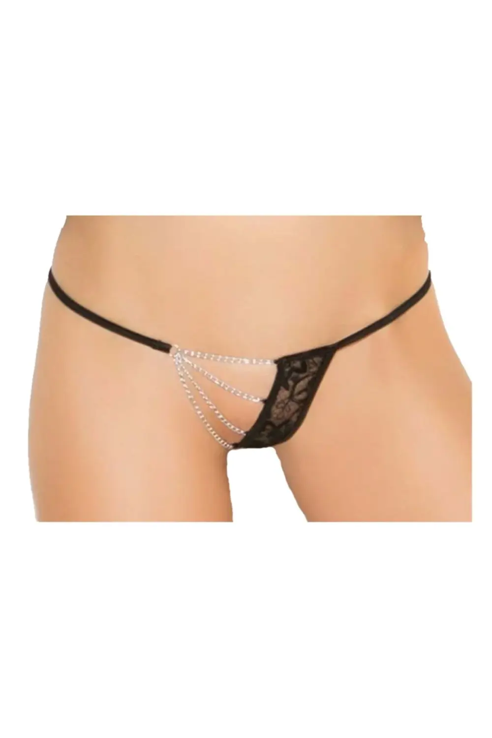 Asil Ön Bölge Seksi Zincirli Dantelli Fantezi Kadın String Tanga