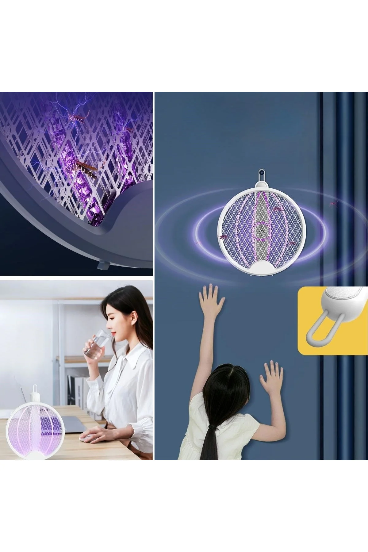 Asılabilen ve Masaüstü Olabilen 2W Sinek Öldürücü Mor Işıklı Rake