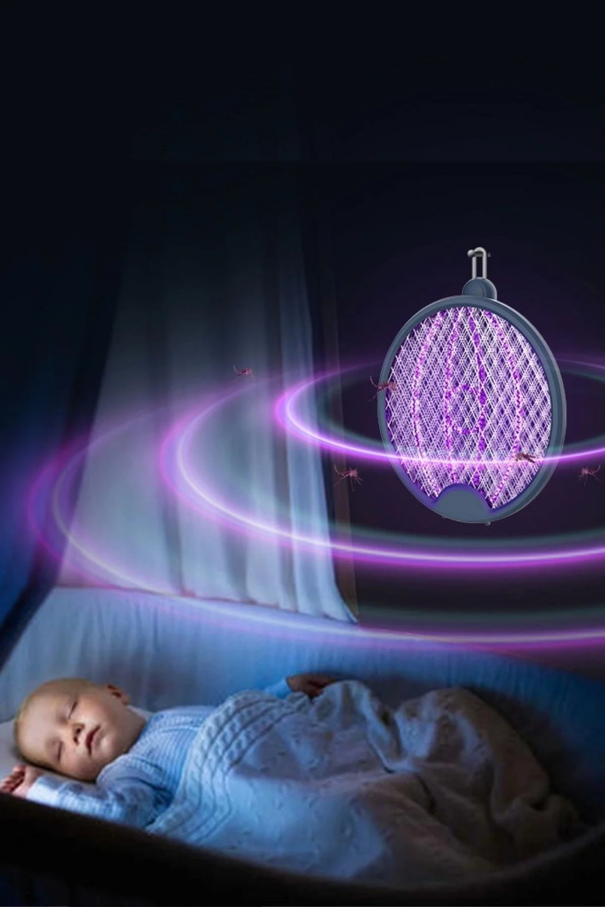 Asılabilen ve Masaüstü Olabilen 2W Sinek Öldürücü Mor Işıklı Rake