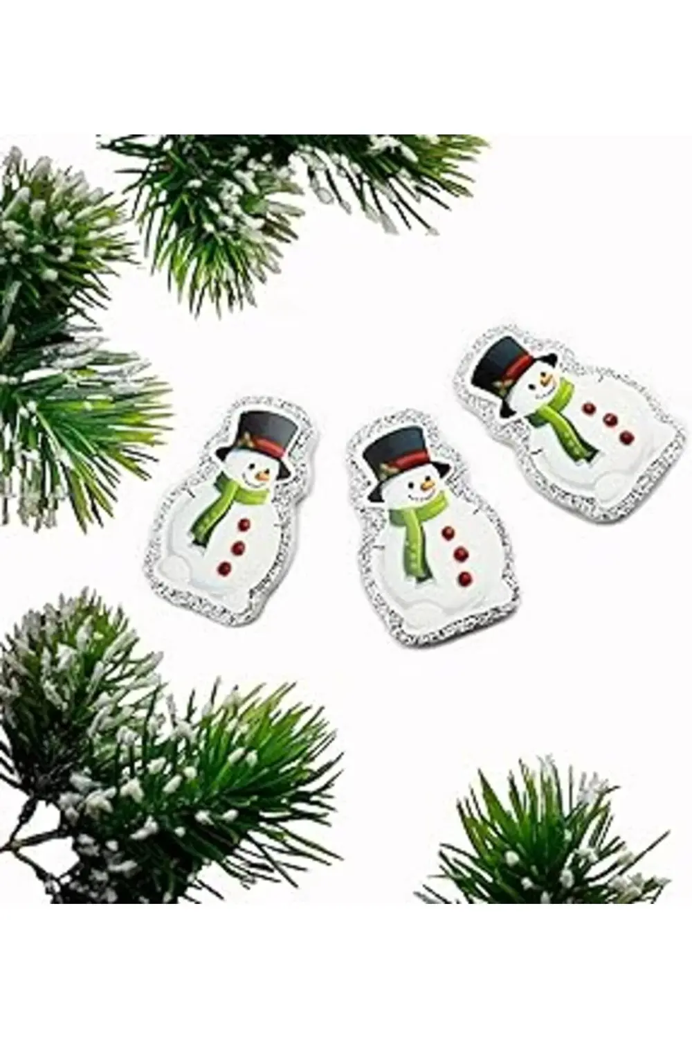 Asılabilir Gümüş Kenarlı Kardan Adam Strafor Yılbaşı Süsü (6’Lı S