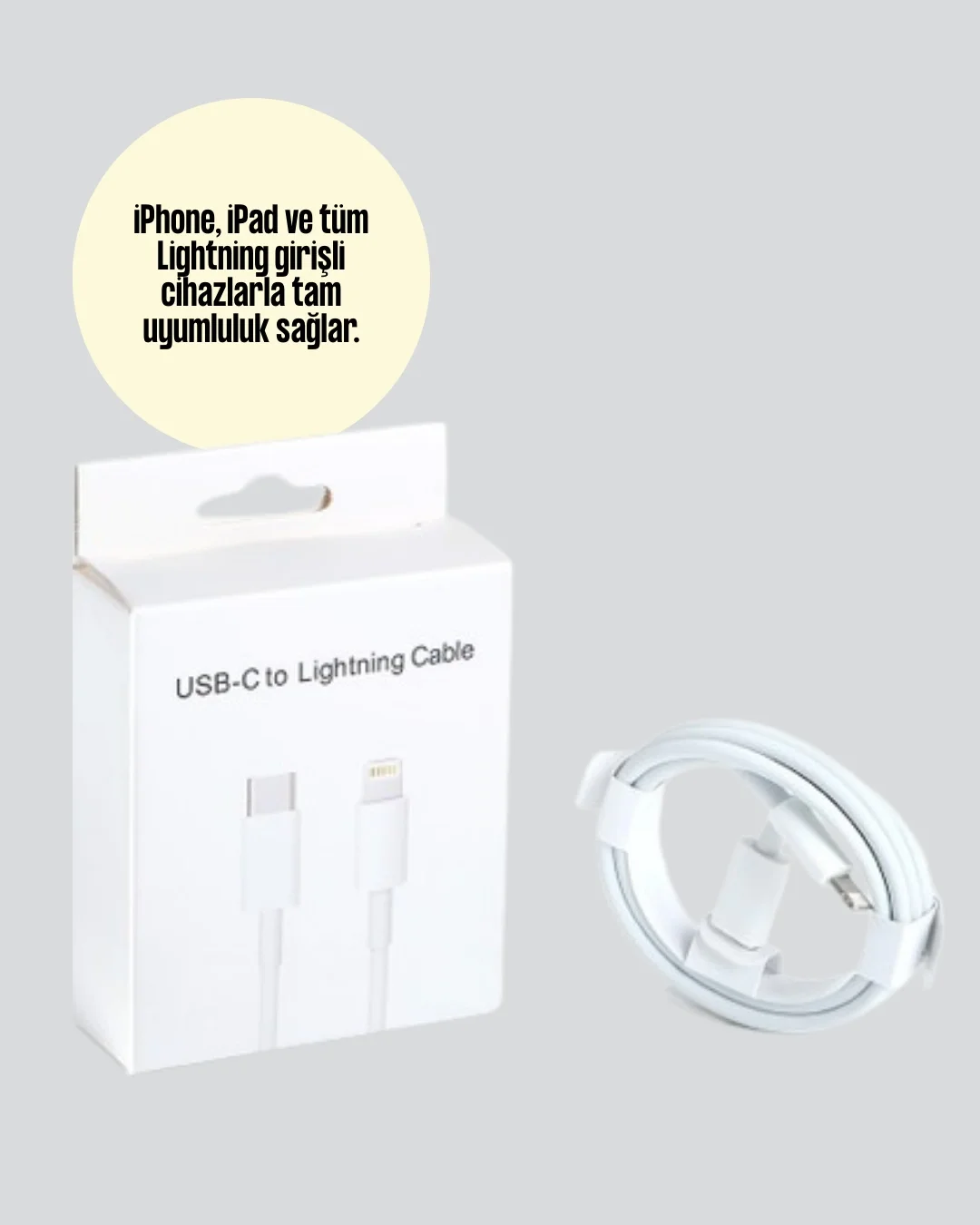 Aşırı Şarj ve Pil Koruması ile Akıllı Çipli Lightning Kablo 1.2m