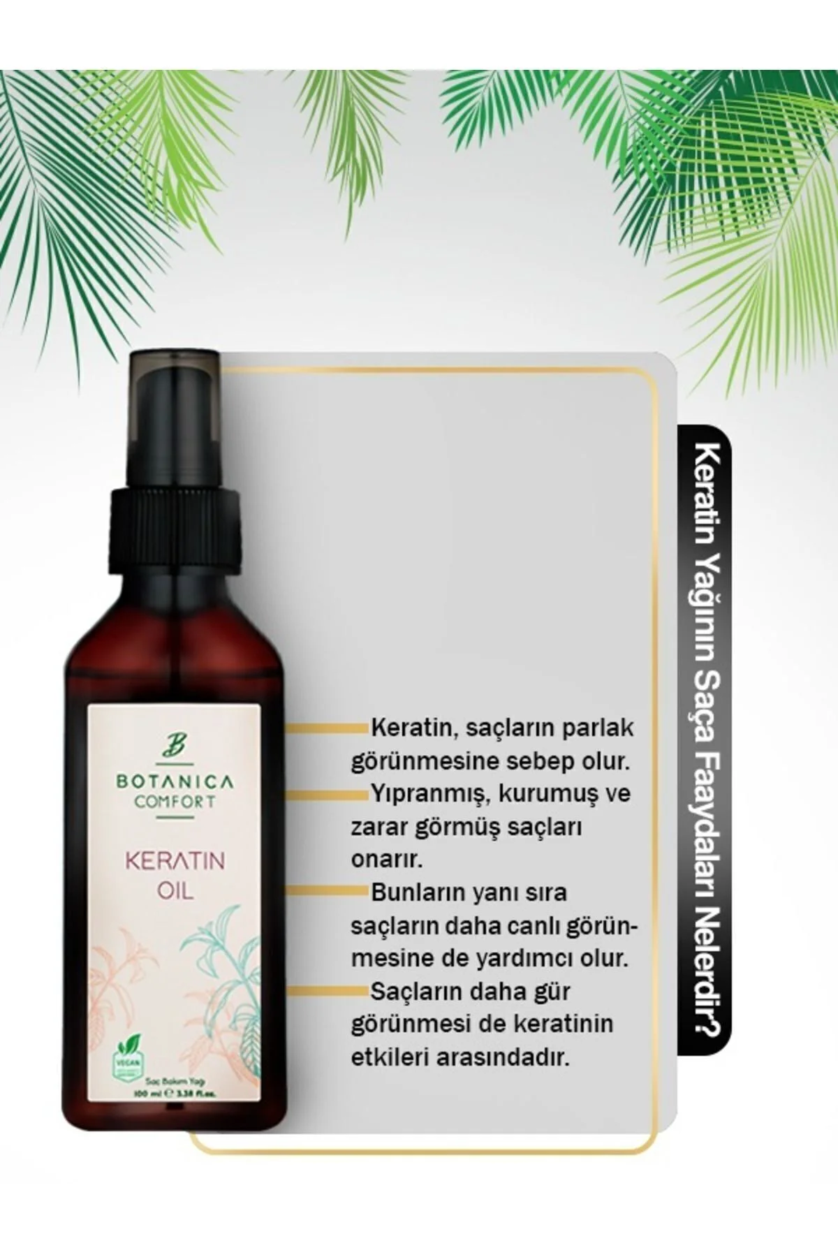 Aşırı Yıpranmış Saçlar Için Keratin Bakım Yağı 100 ml Aşırı Yıpranmış Saçlar Için Keratin Bakım Yağı 100 ml