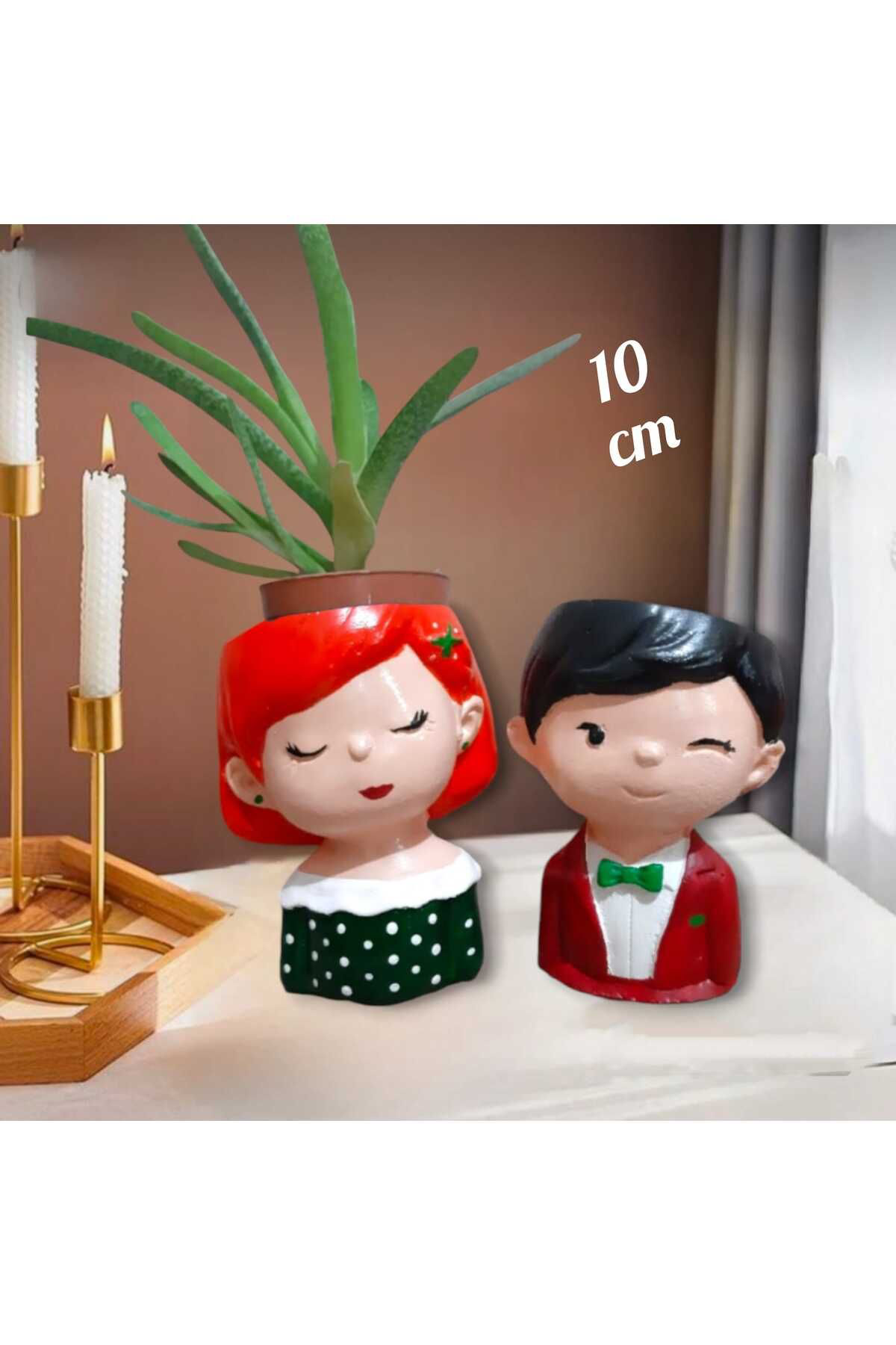 Dodemert Home Aşk Kız&Erkek Bebek Beton Saksı & Mumluk ( Dekoratif) 2 Li