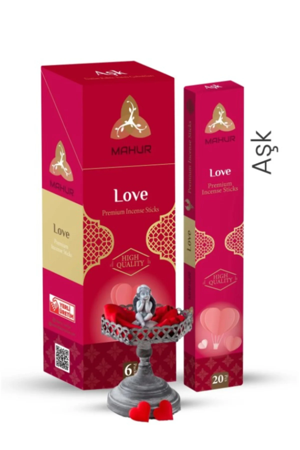 AŞK (LOVE) ÇUBUK TÜTSÜ 5 PAKET 100 ADET (INCENSE STICKS, 5 PACKS, 100 STICKS)
