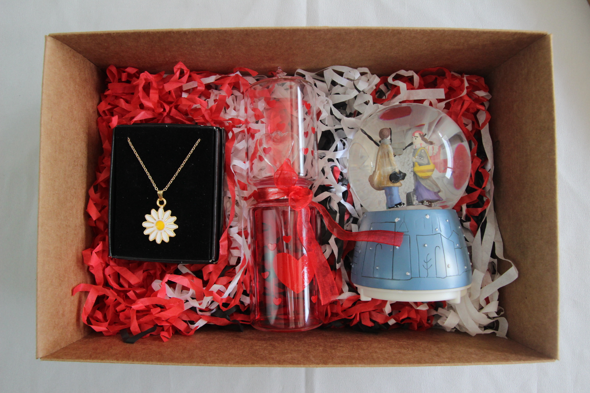 Home Aşk Ölçer Aşıklar Temalı Kar Küresi Ve Papatya Kolye En İyi Hediye Seti