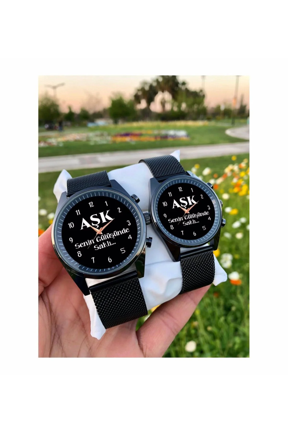 AŞK Senin Gülüşünde Saklı yazılı Sevgili Çİft kol saati Sevgili S
