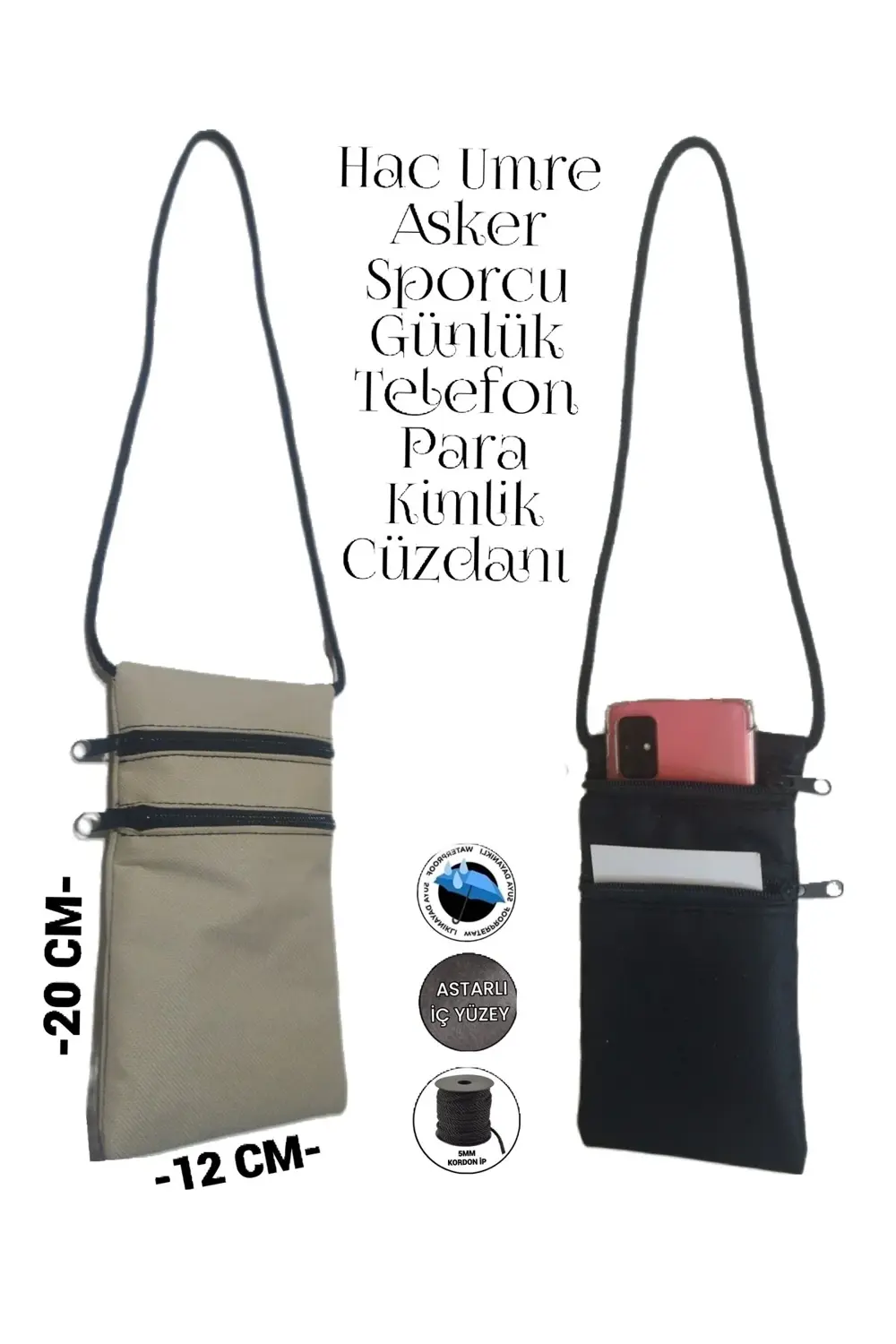 Asker Umre Hac Sporcu Su Geçirmez Telefon Para Kimlik Boyun Cüzda