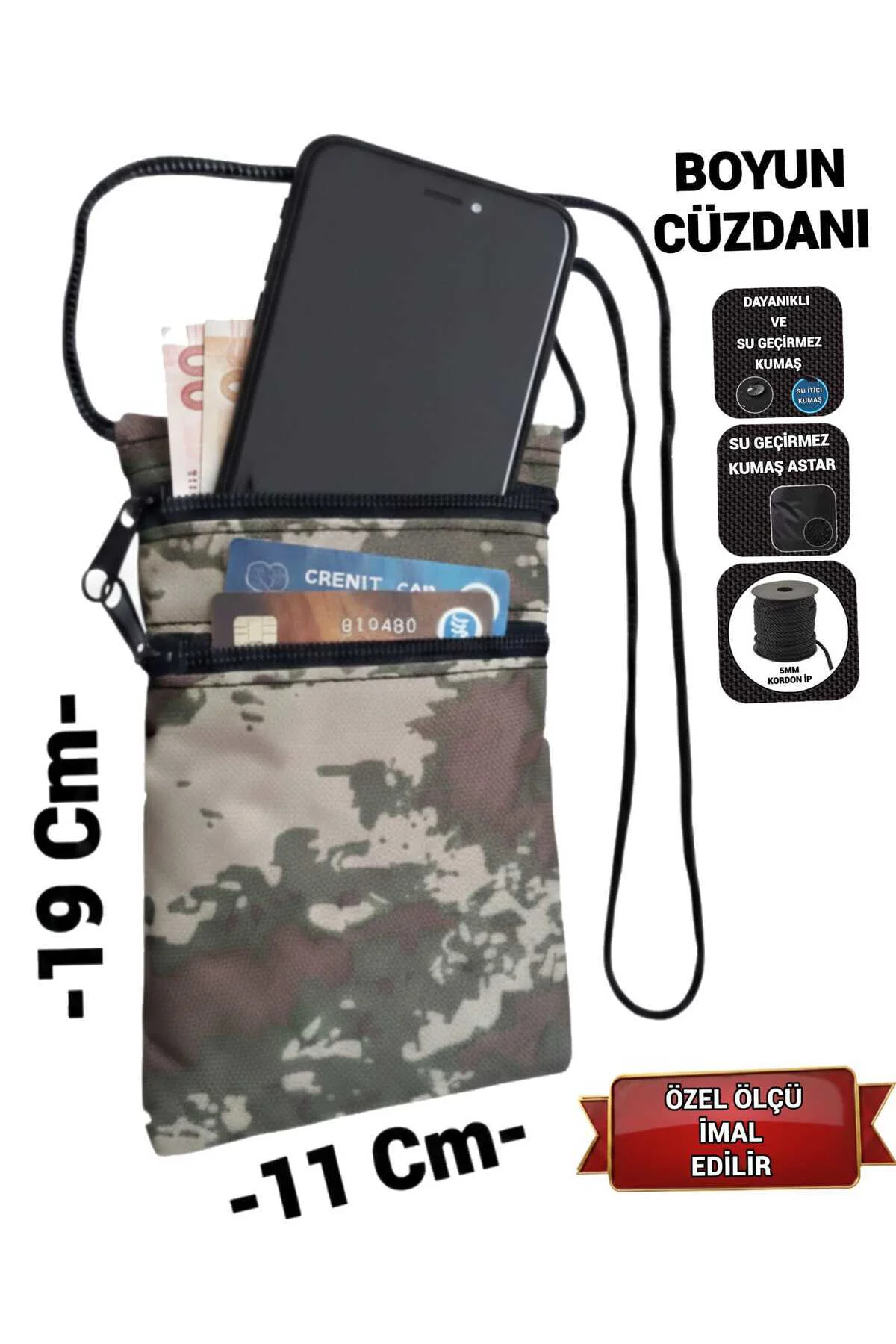 Asker Umre Hac Su Geçirmez Telefon Ve Para Boyun Cüzdanı Günlük K