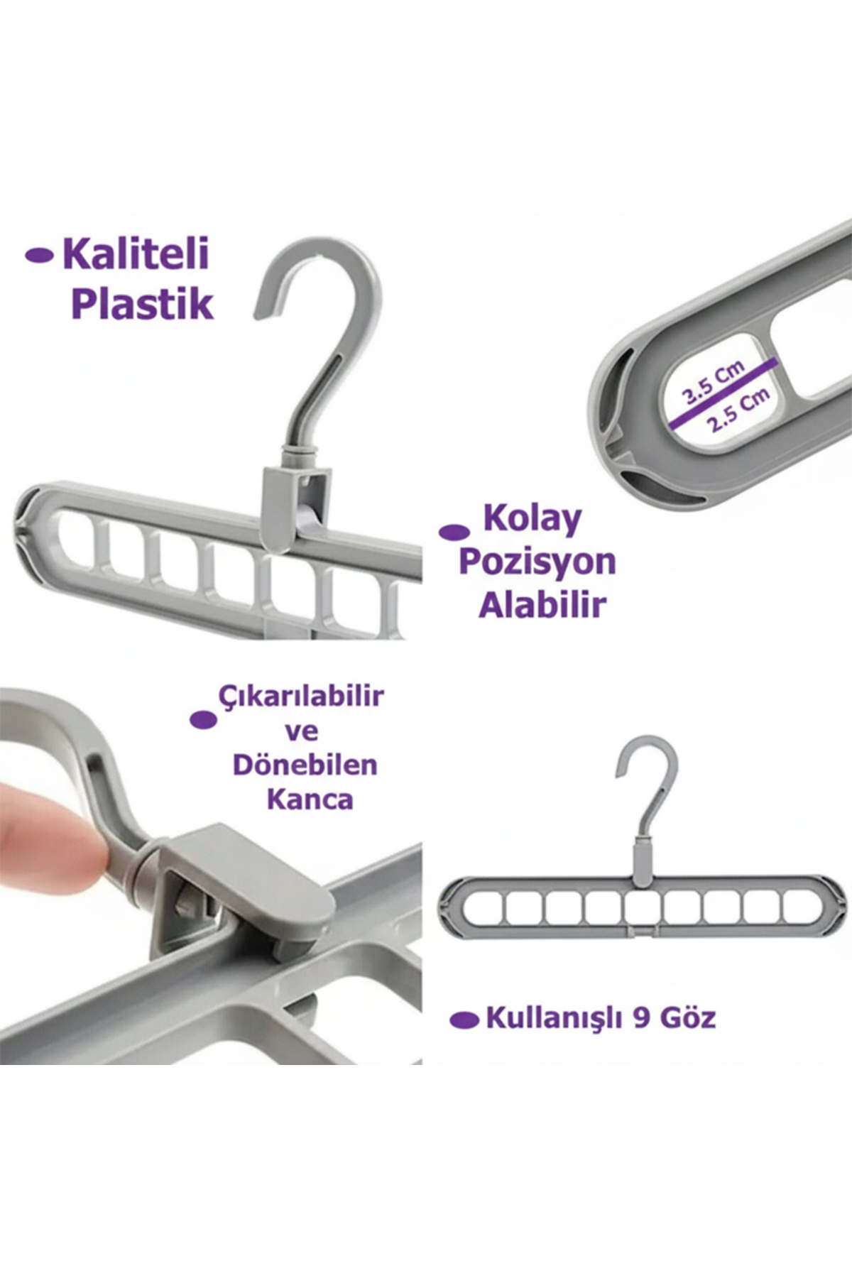 Askı Çoğaltıcı 9 Gözlü Katlanabilir Elbise Askısı Düzenleyici Yat