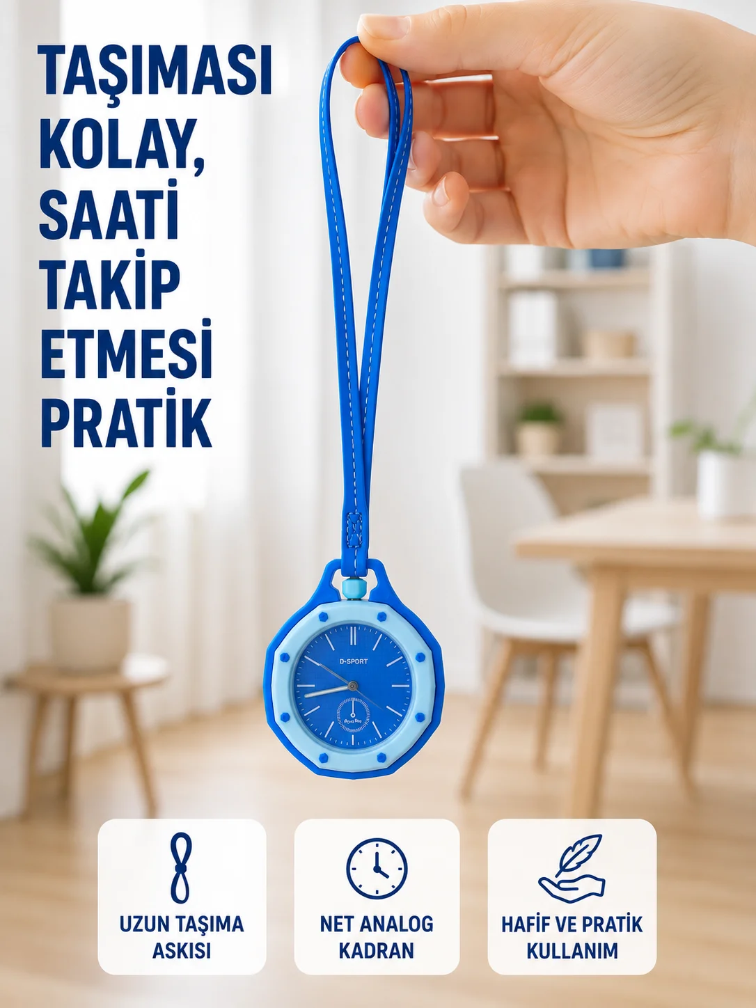 Askılı Analog Çanta Charmı Taşınabilir Saat ve Çanta Aksesuarı Mavi Askılı Analog Çanta Charmı Taşınabilir Saat ve Çanta Aksesuarı Mavi