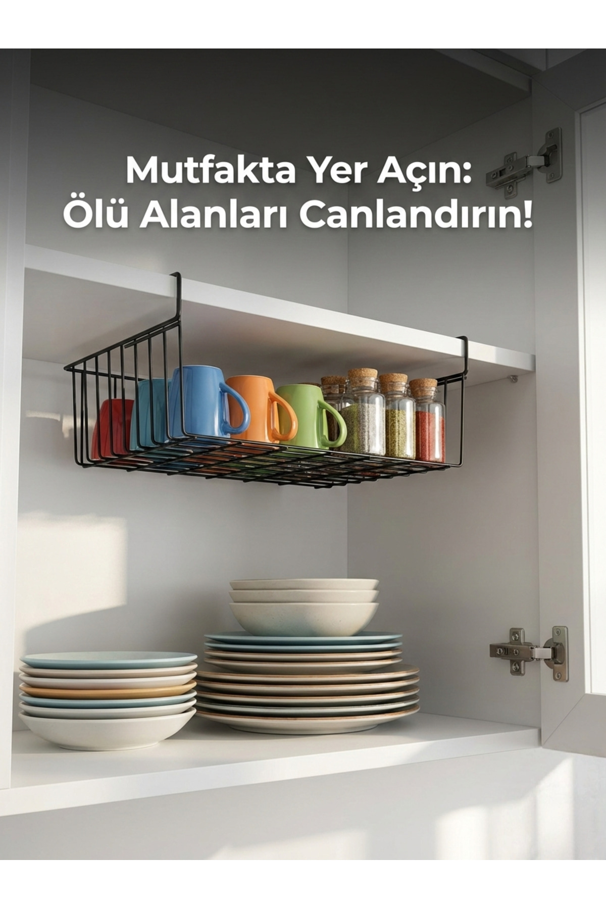 Askılı Raf Altı Sepet Düzenleyici - Mutfak ve Dolap İçi Yer Kazan