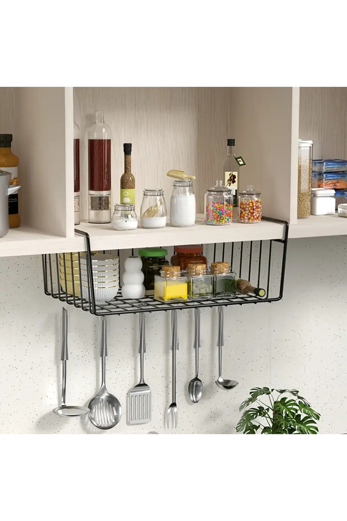 Askılı Raf Altı Sepet Düzenleyici - Mutfak ve Dolap İçi Yer Kazan