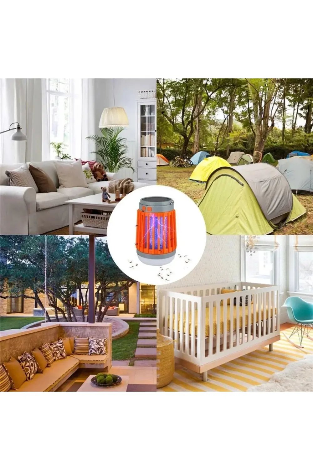 Askılı Solar Enerji İle Şarj Olabilen Sinek Öldürücü Kamp Feneri